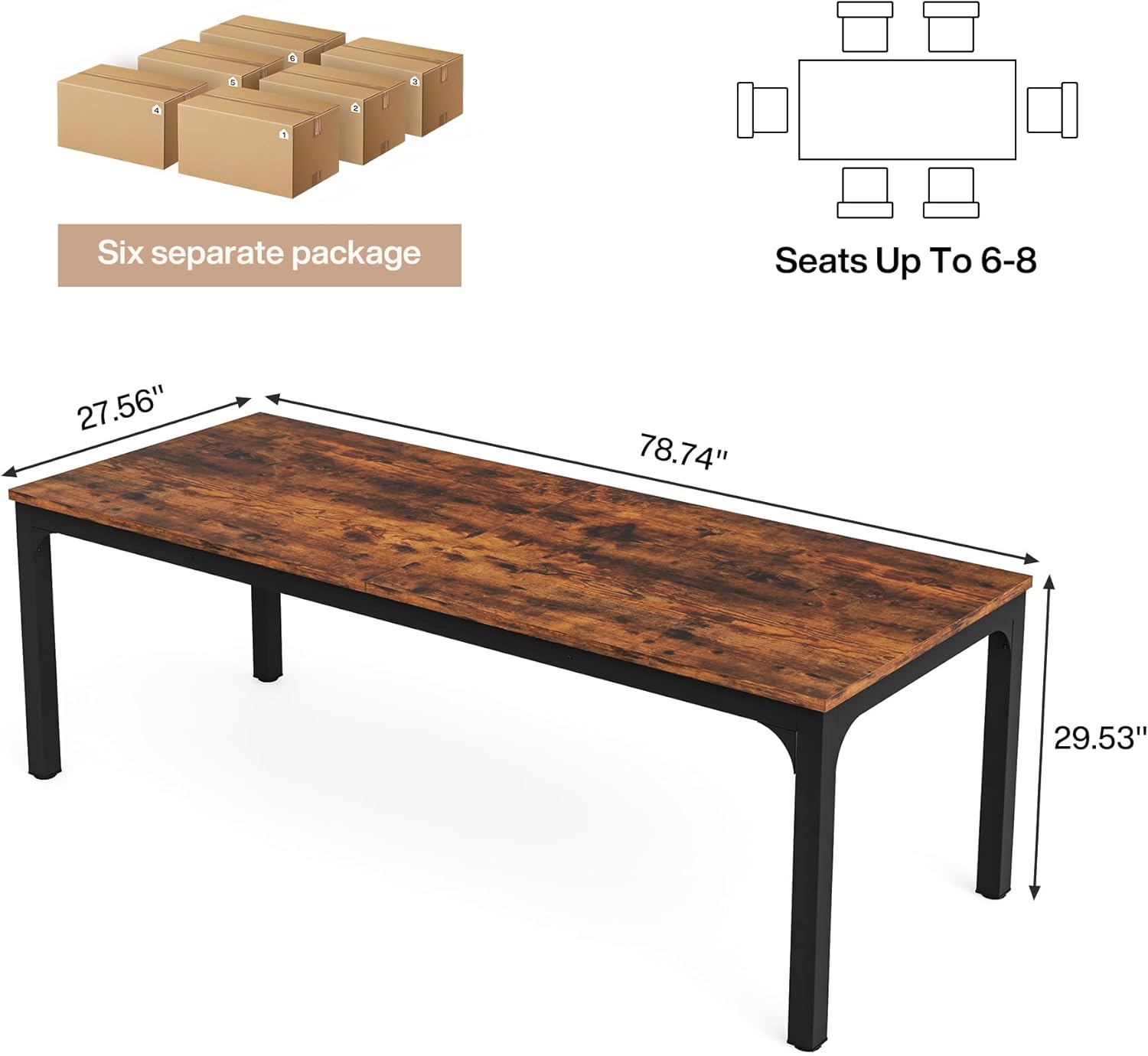Dimensions of a single Tribesigns conference table unit