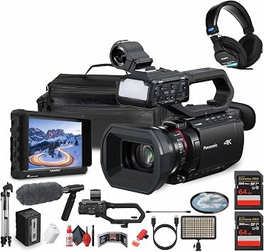 Panasonic HC-X2100 UHD 4K 3G-SDI/HDMI Pro Lightweight Camcorder with 24x Zoom HC-X2100 + Pro Mic + Monitor + Pro Headphones + Case + LED Light + Tripod + 2 x 64GB Memory Card + USB-C Cable + More