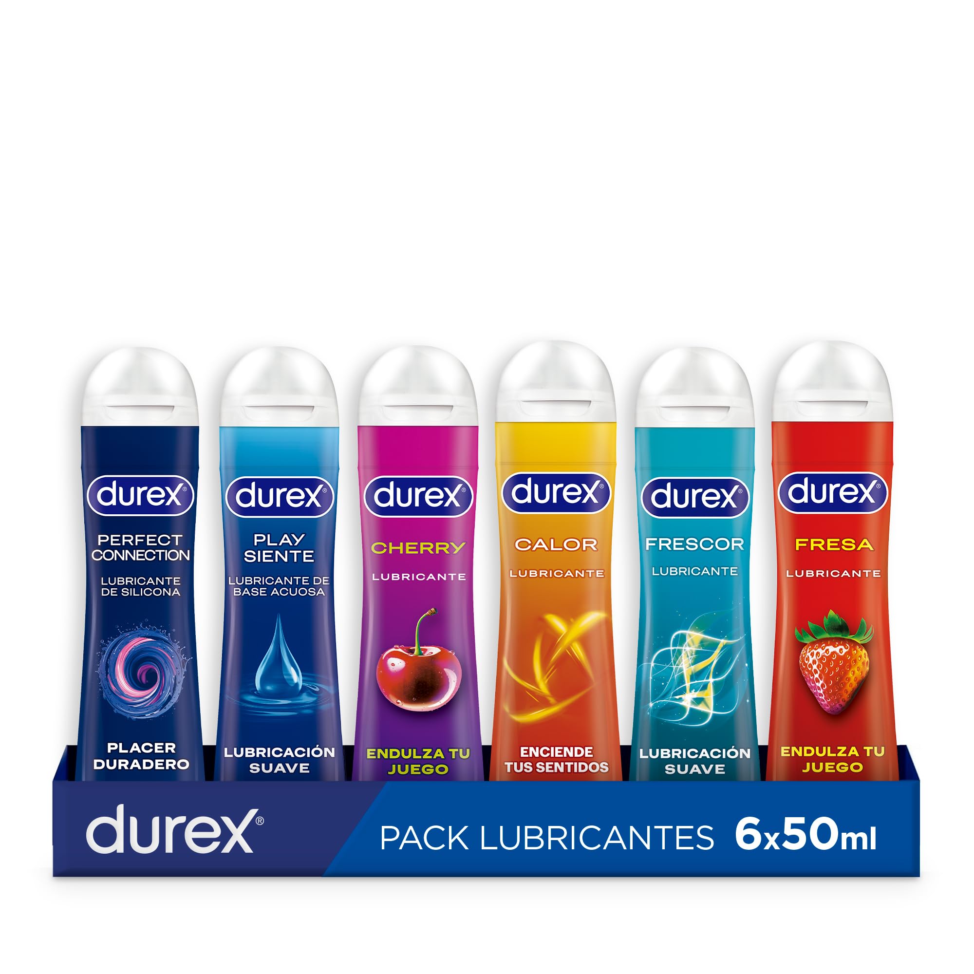 Durex Lubricantes Pack 6 Unidades: Fresa, Calor, Frescor, Perfect  Connection, Cereza y Original, 6x50ml : Amazon.es: Salud y cuidado personal