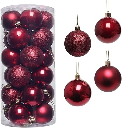 Miniatura 8 de 24 bolas de Navidad decorativas, engrosadas, inastillables, accesorios festivos galvanizados, bolas nacaradas, colgantes para Navidad, muñeca de