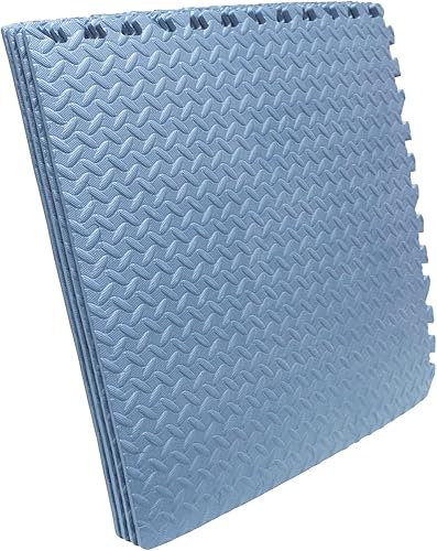 Miniatura 2 de HTTMT - SkyBlue 12 X (24 pies cuadrados) Alfombrilla de piso de gimnasio de 24 x 24 pulgadas de espuma EVA entrelazada para ejercicio de fitness,