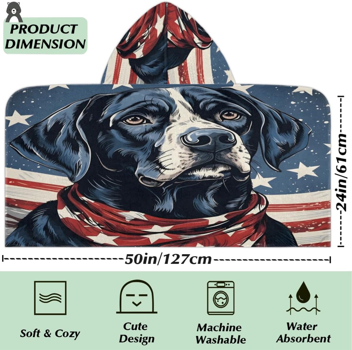 Pardick Kids Bath Towel Cute Puppy Beach Towel with Hood Pool Cover Up for Girls Boys Soft Absorbent Hooded Bath Towel Toddler Towels for Beach, Pool
