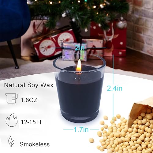 Miniatura 6 de Juego de 12 velas votivas negras para calabaza de Halloween, velas de cera de soja sin perfume rellenas de vidrio transparente para cenas, fiestas,