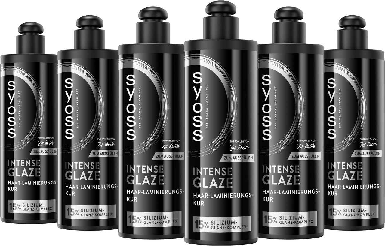 Syoss Intense Glaze Haar-Laminierungs-Kur (6x 200 ml), pflegende Haarkur mit 15% Silizium Glanz-Komplex, Haarmaske versiegelt das Haar für intensiven Glanz