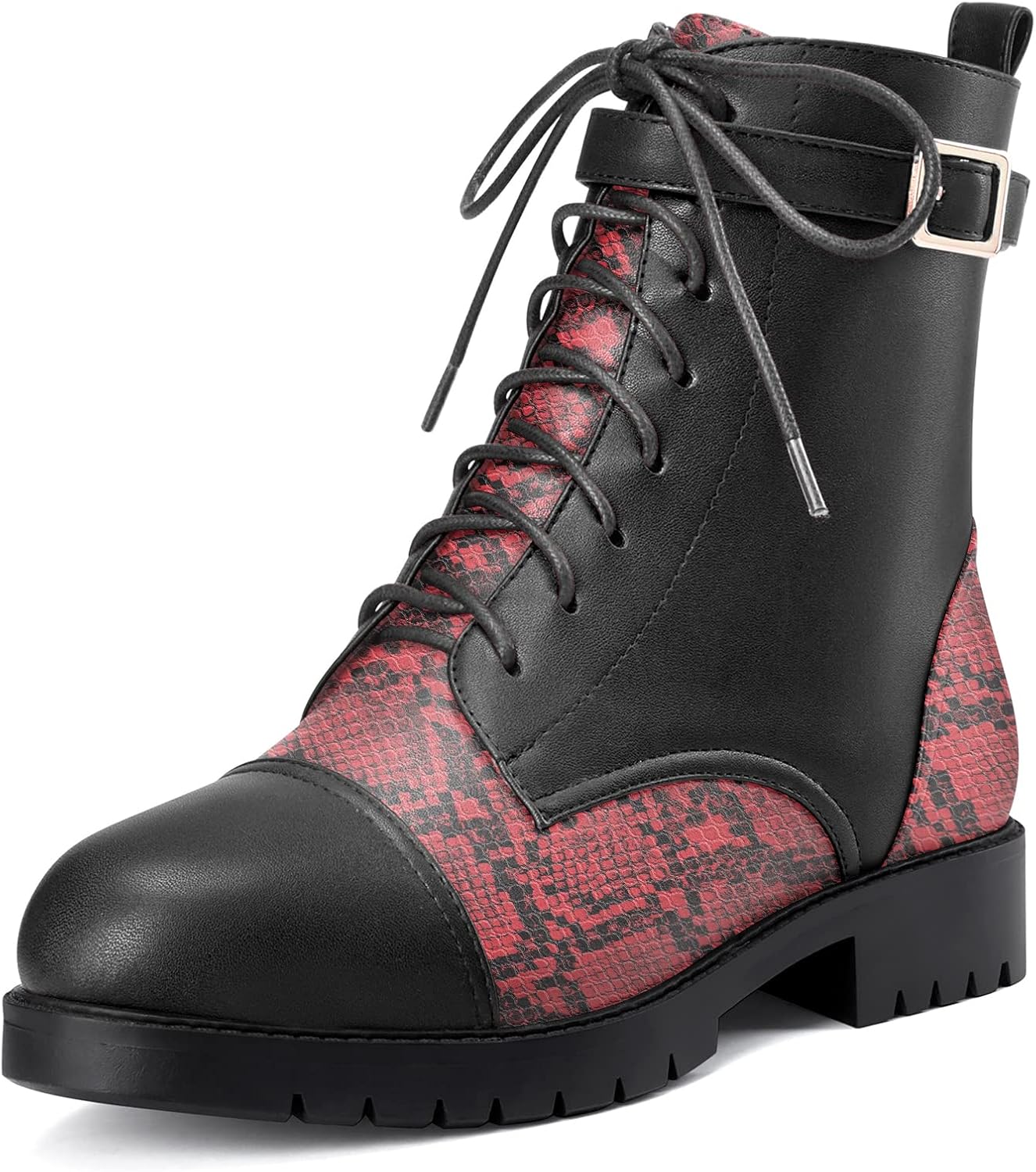 HEUIVZAR Womens Ankle Boots Short Bootie Closed Round Toe Low Heel Lace-up Zipper Comfort Shoes Matte 0.5 Inch