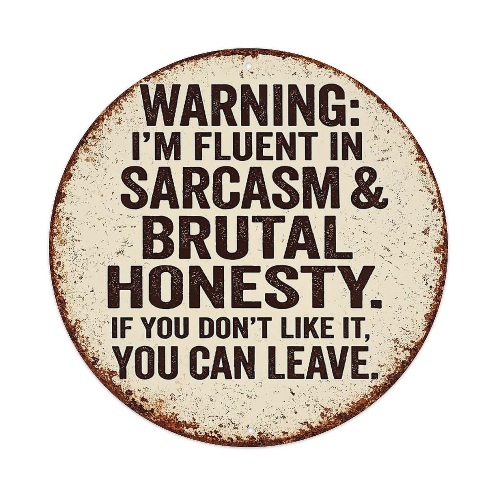 Jdyansheng Vintage Warning I Am Fluent Sarcasm Tin Sign Metal Poster Metal Signs For Home Man Cave Bar Cafe Kitchen Laundry Room Wall Decorations 8X8 Inches