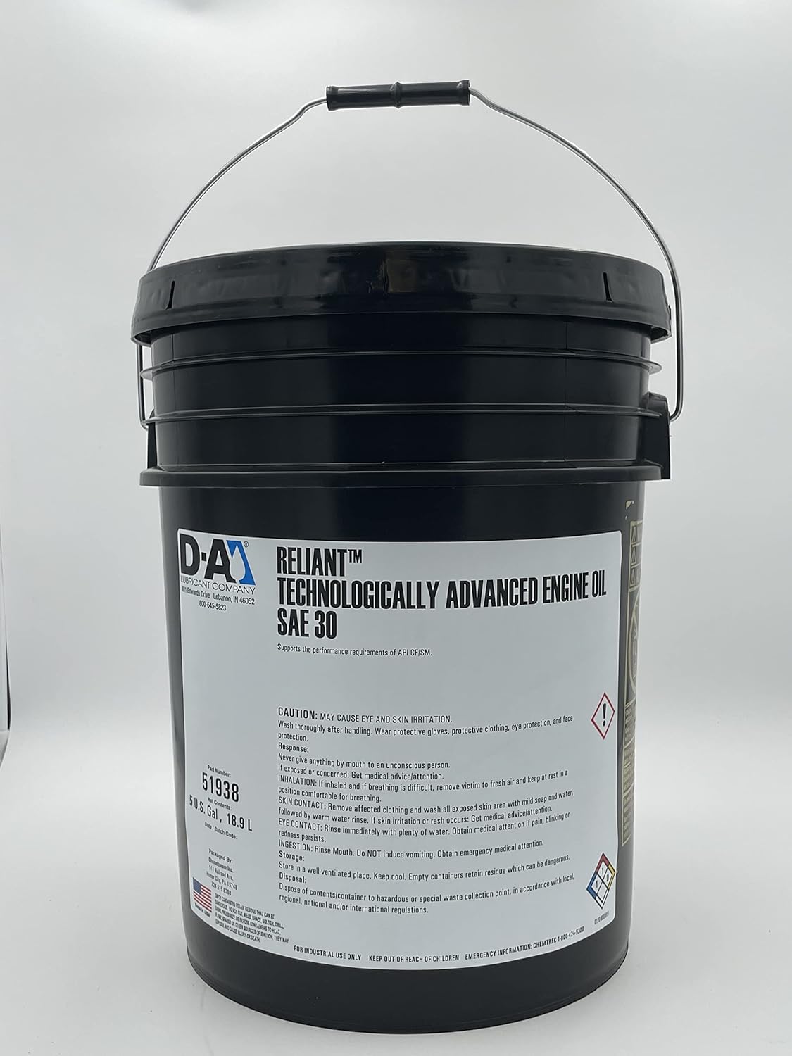 Reliant Heavy Duty Diesel Engine Oil | D-A Lubricants | SAE 30W | 5 Gallon Pail (20 Quarts)