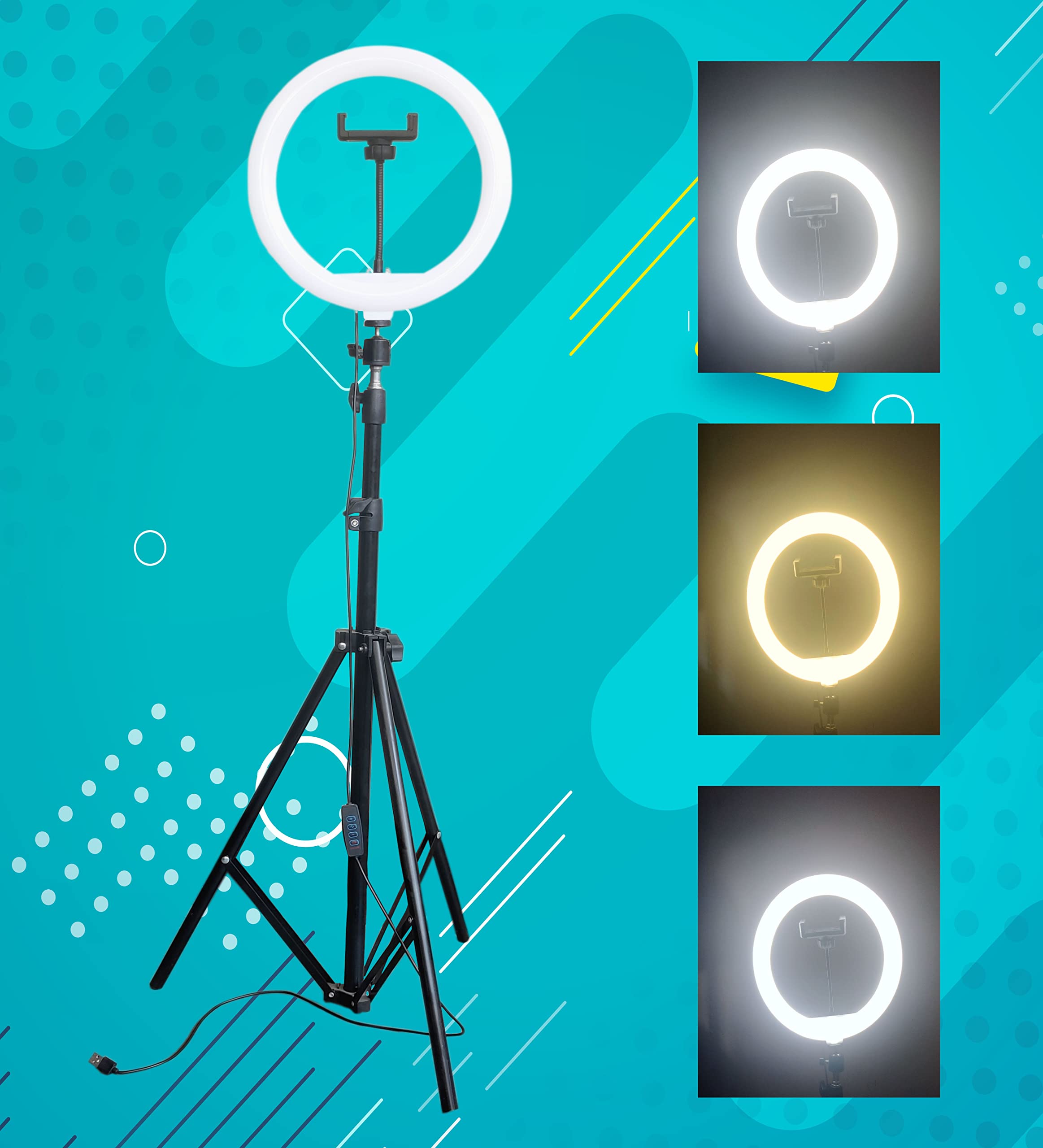 Gocio 10 Inch Premium Big Led Ring Light Mobile Holder with 3 Color Modes Dimmable|For Tiktok YouTube Reels Photo-Shoot Video Live Stream Makeup Videos|Lightweight|Compatible with iPhone/Android Phones