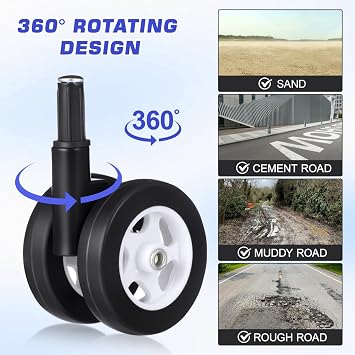 Cabilock Universal Stroller Wheel Replacement 4Pcs Silent Plastic Swivel Casters for Baby Walkers and Strollers Easy Install Durable Baby Walker Wheels