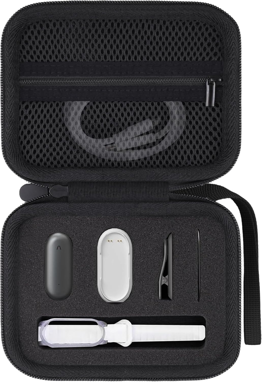 Hard Case Compatible with Plaud NotePin/NotePin S AI Voice Recorder-with Custom Foam Insert,Holds NotePin Recorder,Magnetic Pin,Clip,Charging Dock and Cable,Wristband(Black Case)