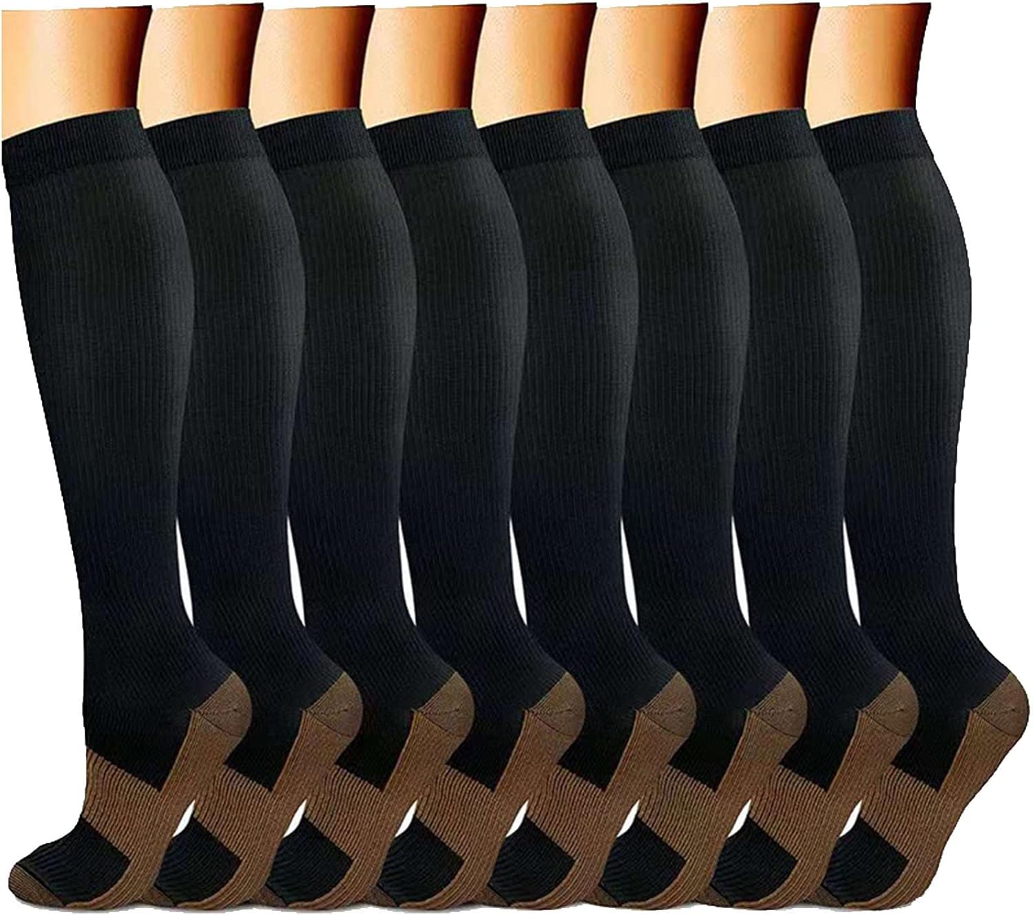 8 Pairs Compression Socks For Women Men Plus Size Knee High