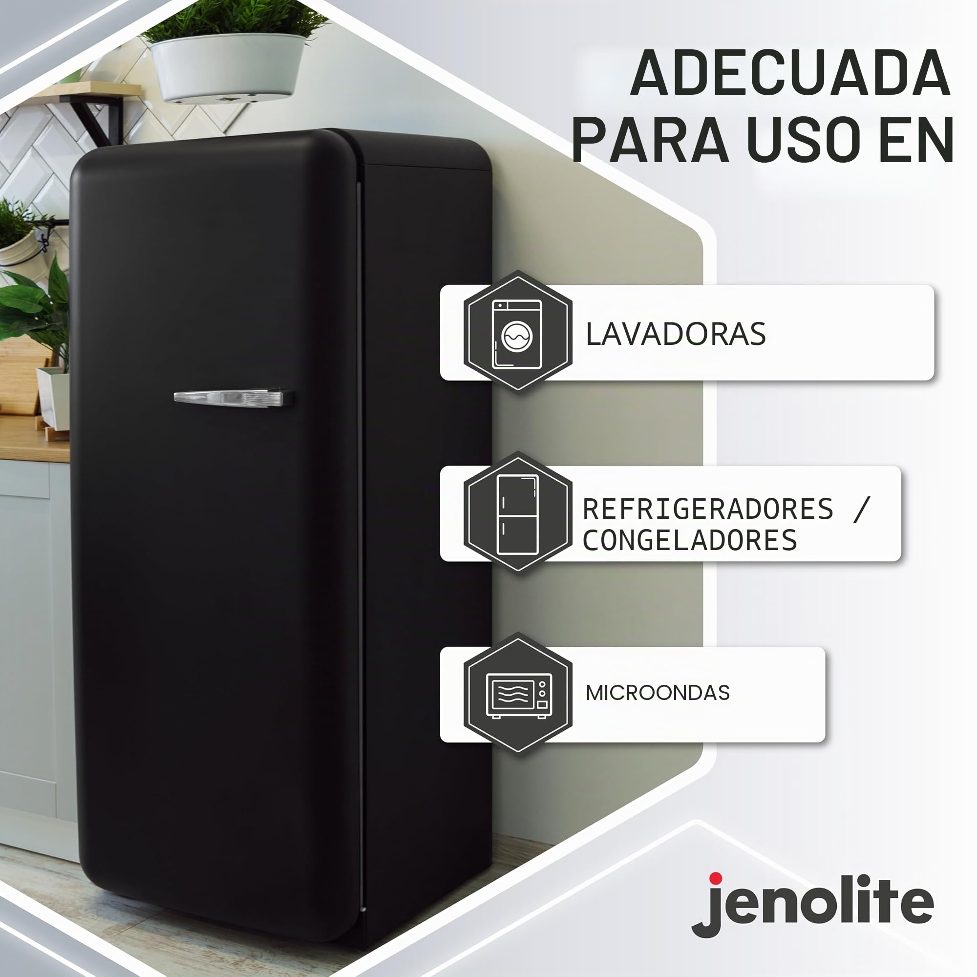 JENOLITE Pintura esmaltada para electrodomésticos | NEGRO | Actualizar y restaurar electrodomésticos | Ideal para frigoríficos, congeladores y lavadoras | 3 x 400ml