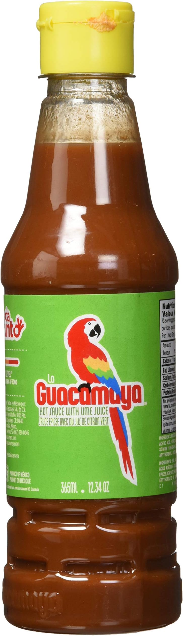 La Guacamaya Authentic Hot Sauce with Lime Juice (12.34 fl.oz.) - Mexican Hot Sauce - Salsa Hot - Spicy Sauce Mexican Food - Picante Sauce