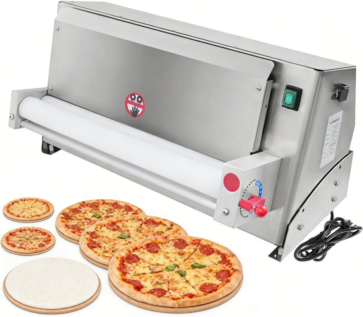 Electric Dough Sheeter Machine Pasta Maker Machine for Icing Pizza Dough Roller Sheeter Automatic Commercial Pizza Press Stainless Steel for Bread Marzipan and Puff Pastry (450W)