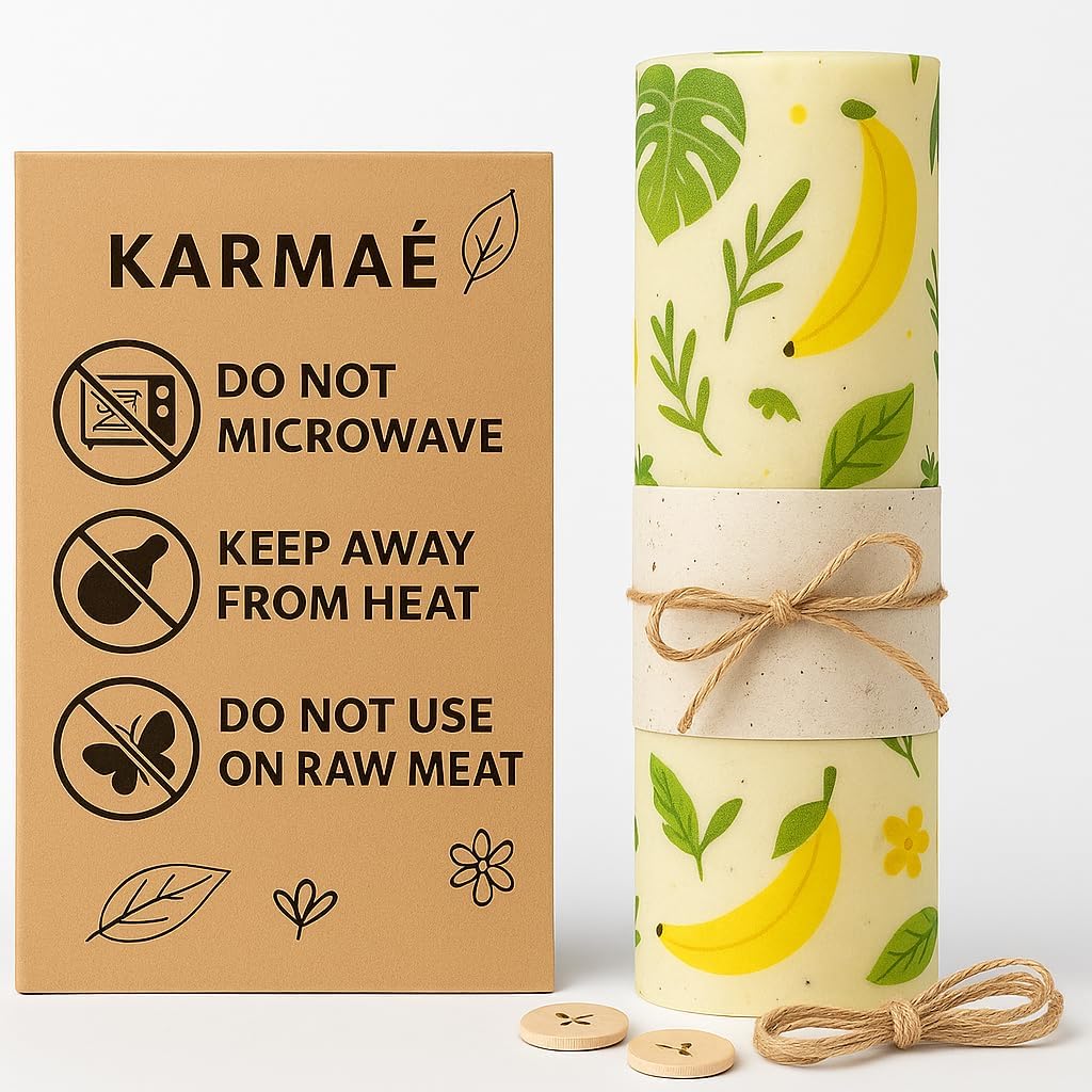 Reusable Beeswax Food Wraps – 3 Pack & Roll (16.9"-39") | Sustainable Eco-Friendly Wraps for Food Storage | Natural Beeswax Wraps with Seed Paper, Twine & Gift Packaging.