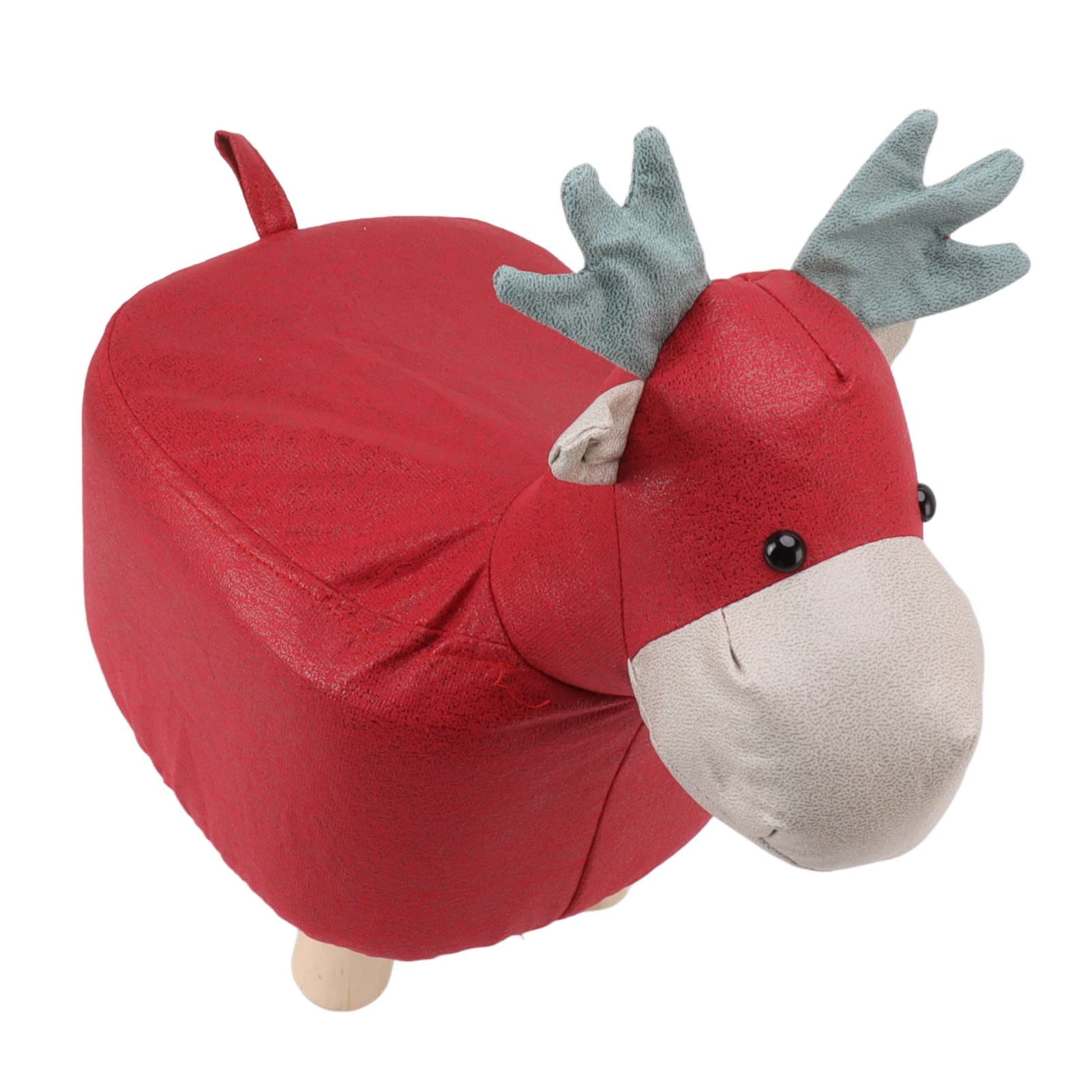 Repose-pieds girafe enfant Aramox rouge en bois de pin et éponge douce
