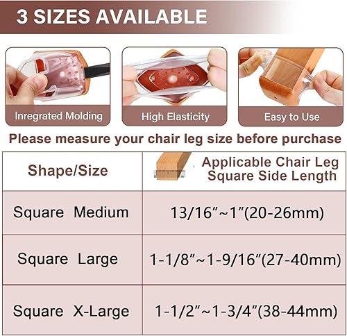 Miniatura 9 de Protector de suelo para patas de silla, deslizadores de suelo, protectores de goma para patas de sillas para suelos de madera dura, almohadillas de