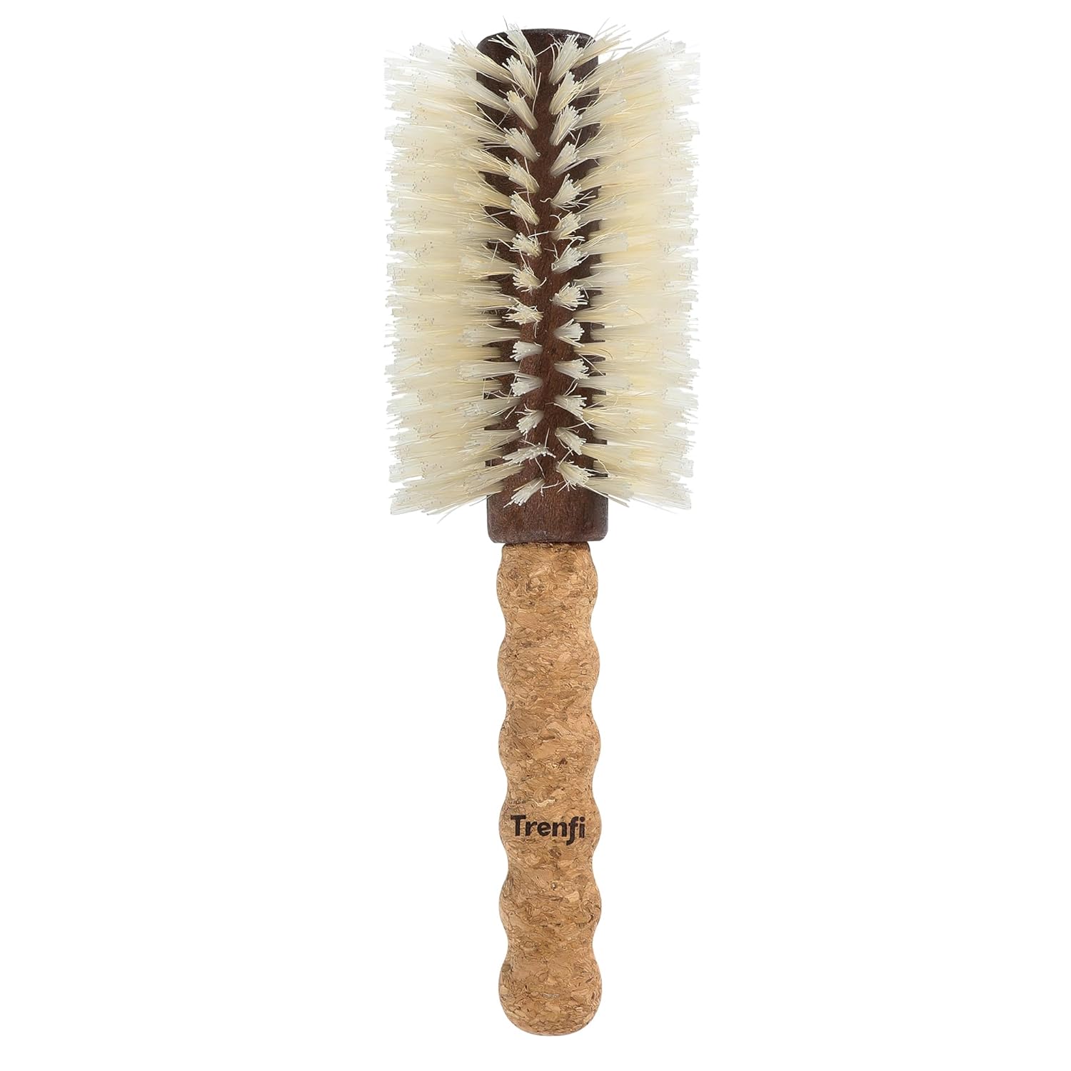 Boar Bristle Round Brush for Blow Drying Fine Thin Hair - 2.75 Inch Large Wooden Barrel with Nylon Pins and Cork Handle - Volumizing Blowout Brush for Women with Thinning or Color-Treated Hair - Image 8
