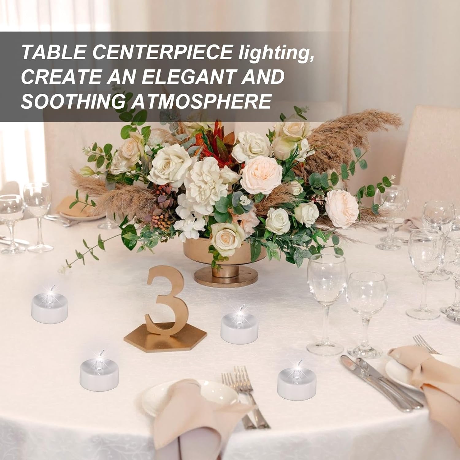 AGPtek® 24 PCS LED Tealights Battery-Operated flameless Candles Lights For Wedding Birthday Party - White - Image 6