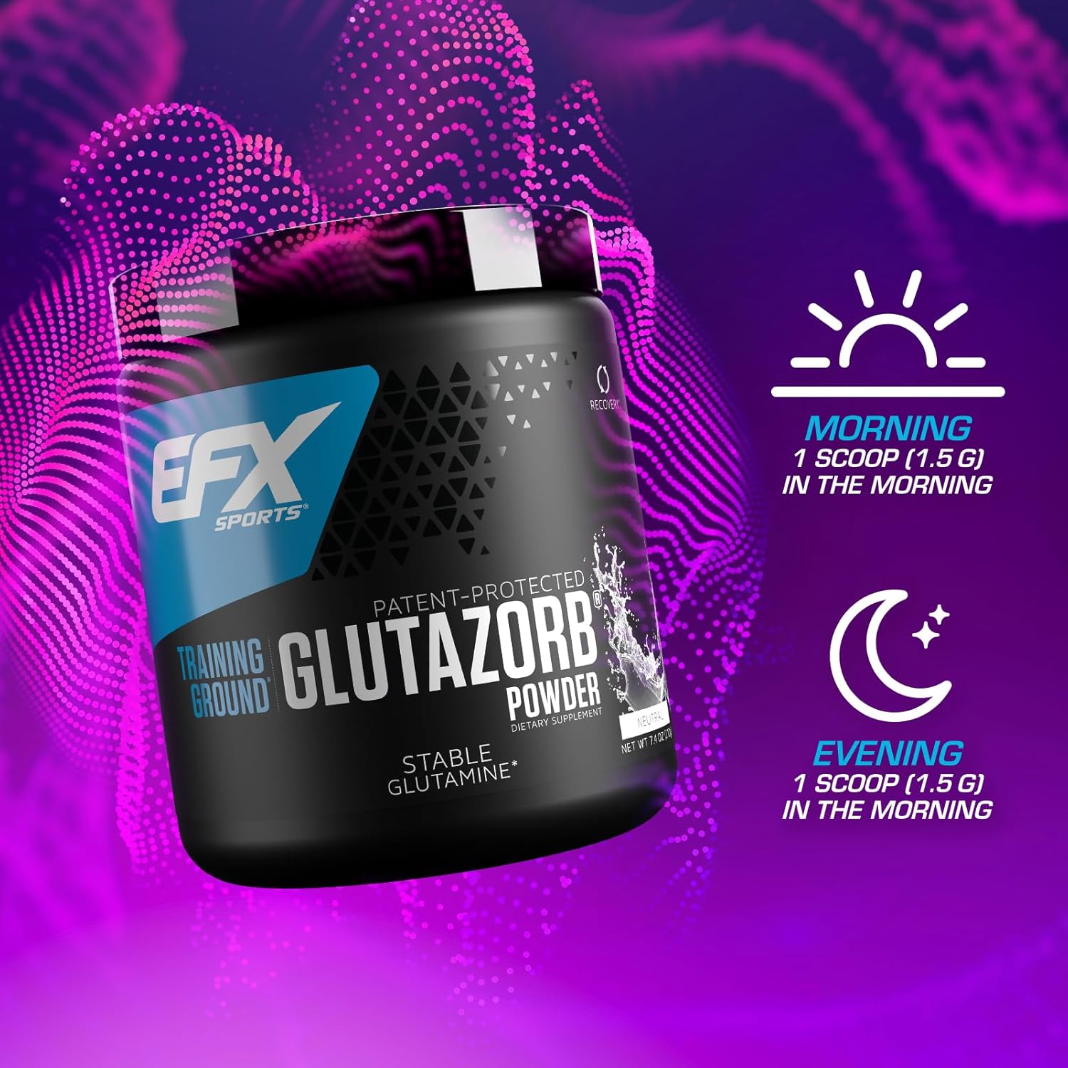 EFX Sports Training Ground Glutazorb Powder | Highly Concentrated, pH Correct Glutamine Supplement | Digestion & Immune Support | 140 Servings (Unflavored)