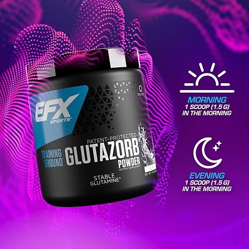 Miniatura 5 de EFX Sports Training Ground Glutazorb Powder  Suplemento de glutamina altamente concentrado, pH correcto, digestión y apoyo inmunológico, 140