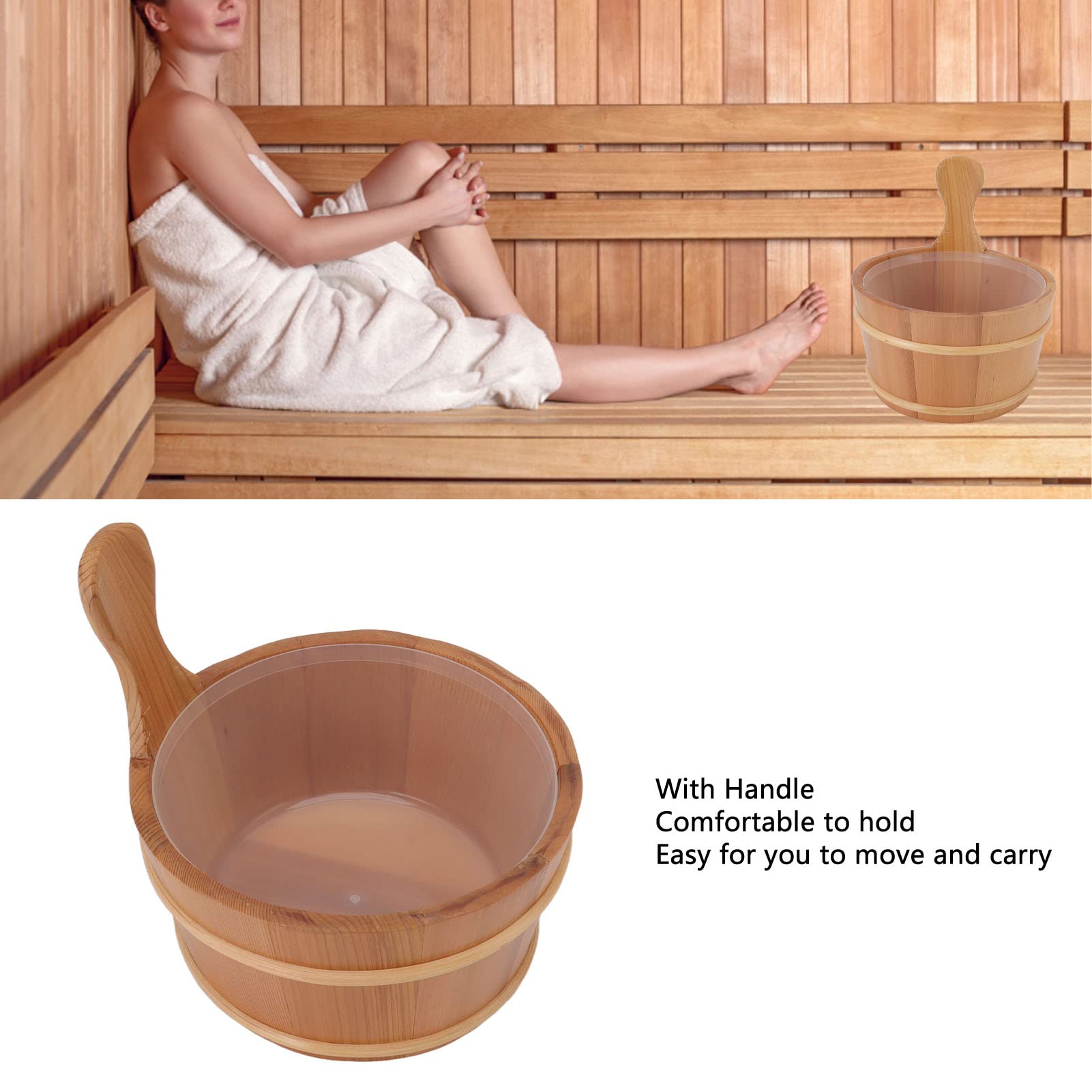 Zestaw Chochli do Sauny Drewniana Beczka Szczelne Wiadro z Drewna Cedrowego do Basenu SPA 4L