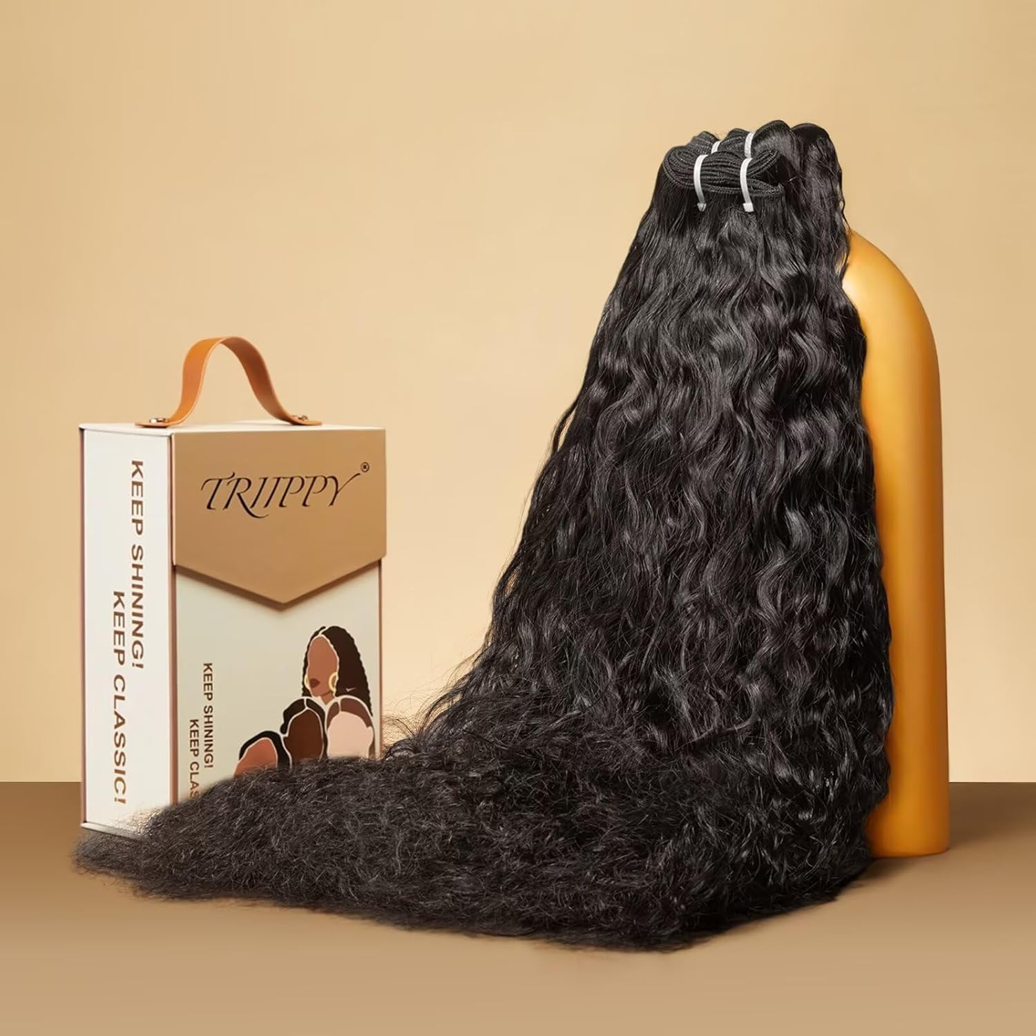 TRIIPPY Water Wave Bundles Human Hair,Curly 3 Bundles by 100% Raw Cambodian Human Hair,Triple Lifespan Over Regular Virgin Hair Bundle,No.1 Raw Hair Brand On Amazon(18 18 18 Inches,Natural Color)