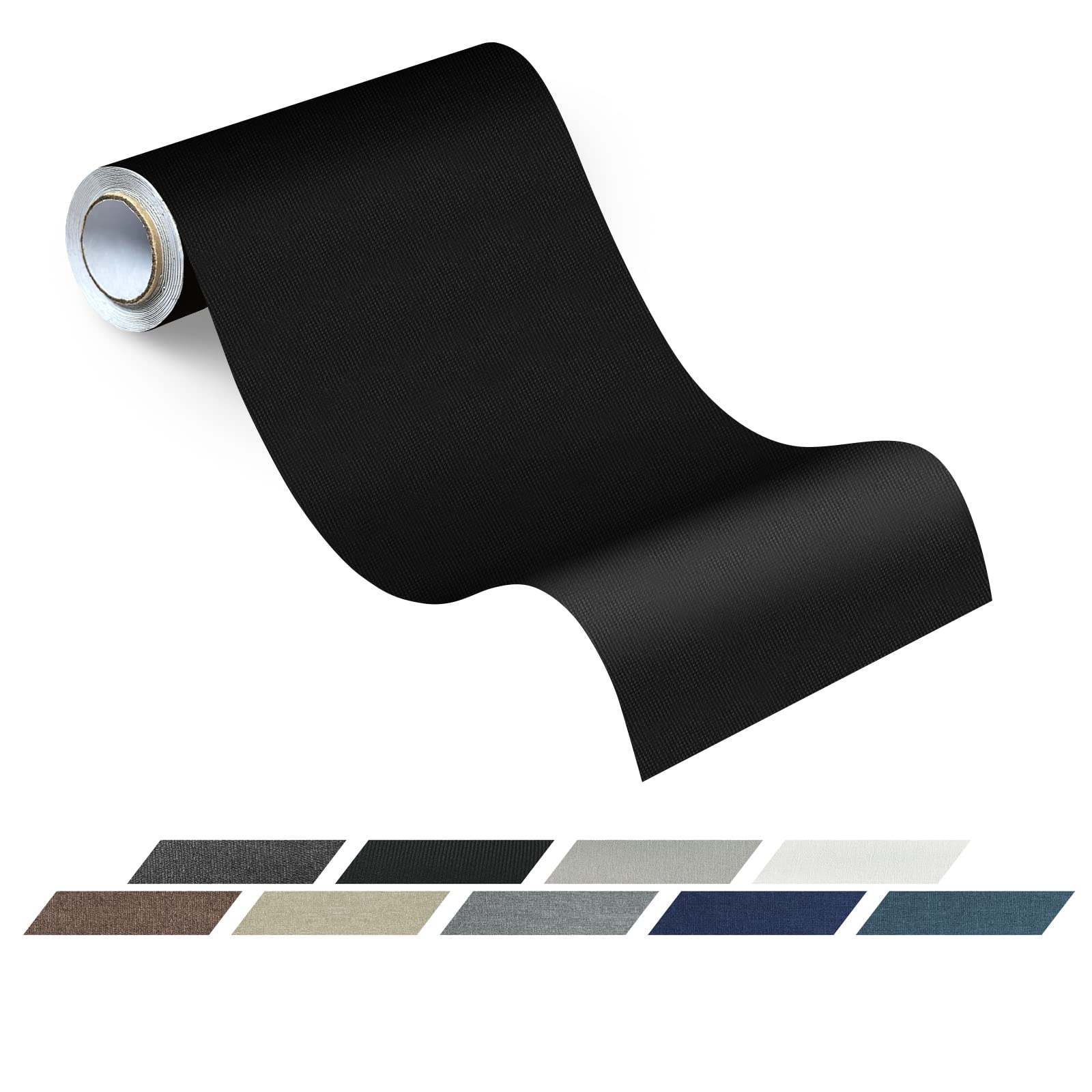 LifeshoonCanvas Patches Fabric Couch Repair Kits for Furniture, Sofa, Car Seats, Office Chair, Clothing, Jackets, Crafts Repair (3.5X78 inch, Black)