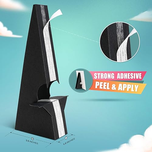 Miniatura 3 de Lineco, Paquete de 25, caballete adhesivo negro de 9 pulgadas, autoadhesivo, doble ala. Muestra tus letreros, manualidades, imágenes, arte,