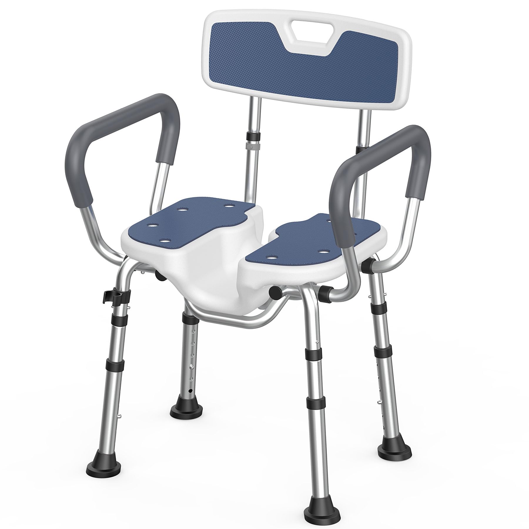 Shower Chair for Inside Shower U-Shape Seat,450lb Heavy Duty Shower Chair for Elderly and Disabled,Padded Armrests and Back,Height Adjustable Bath