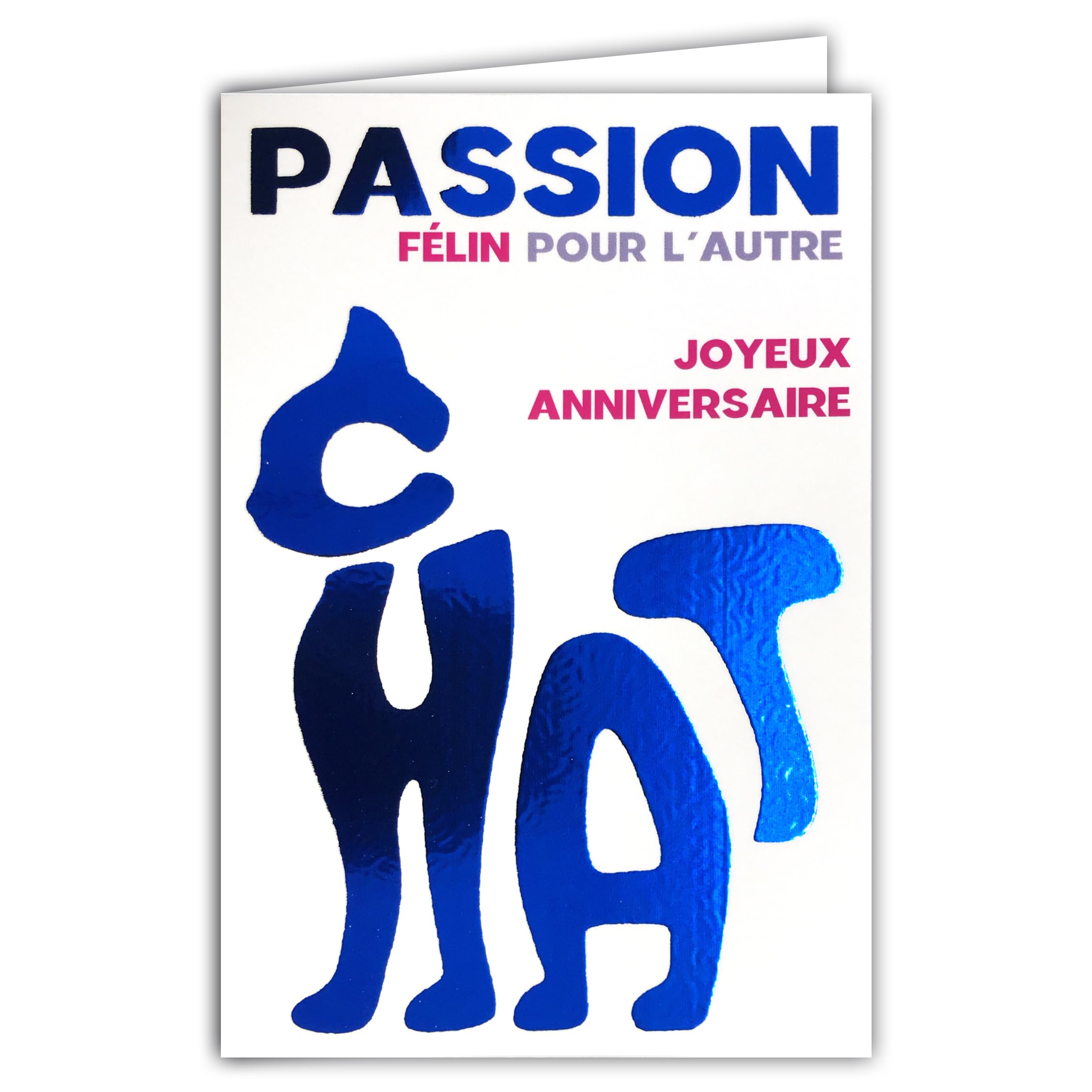 69-9008 Birthday Card + Envelope 12 x 17.5 cm Cat Word Orange Copper Shiny in the Shape of a Feline Silhouette Made for Each Other Pet Design