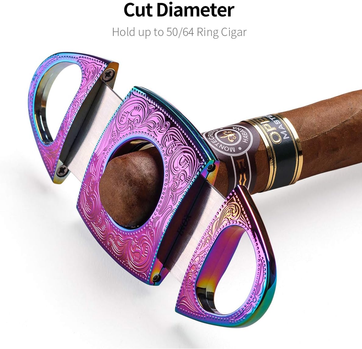 Cigar Cutter Gold Carving Stainless Steel Double Blades Cigar Guillotine