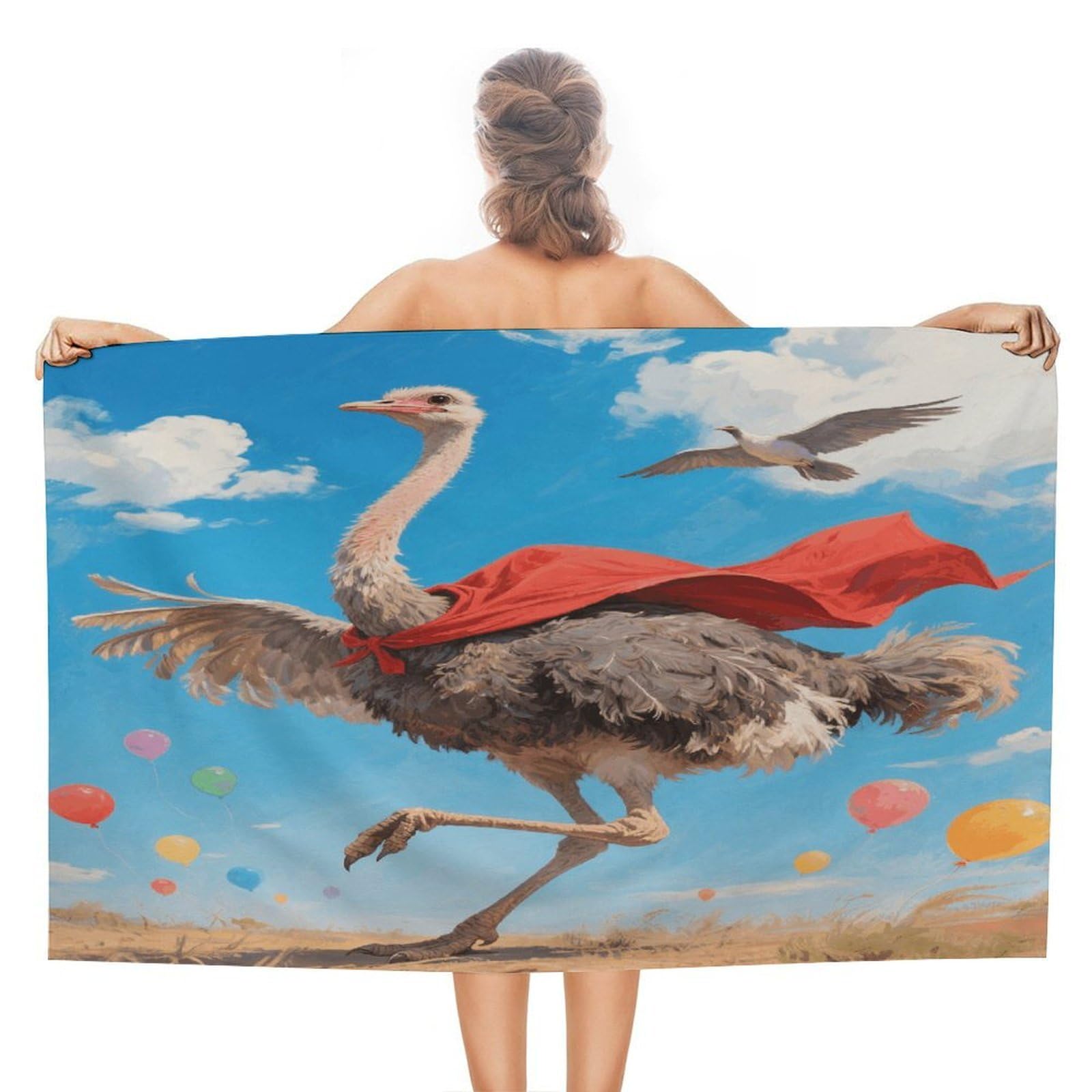 VstaDank Ostrich Beach Towel 51x31 Inch Oversized Soft Bath Towel Luxury Plush Thick Hotel Swim Pool Towels Super Quick Dry Travel Towels for Camping Gym Sports Yoga