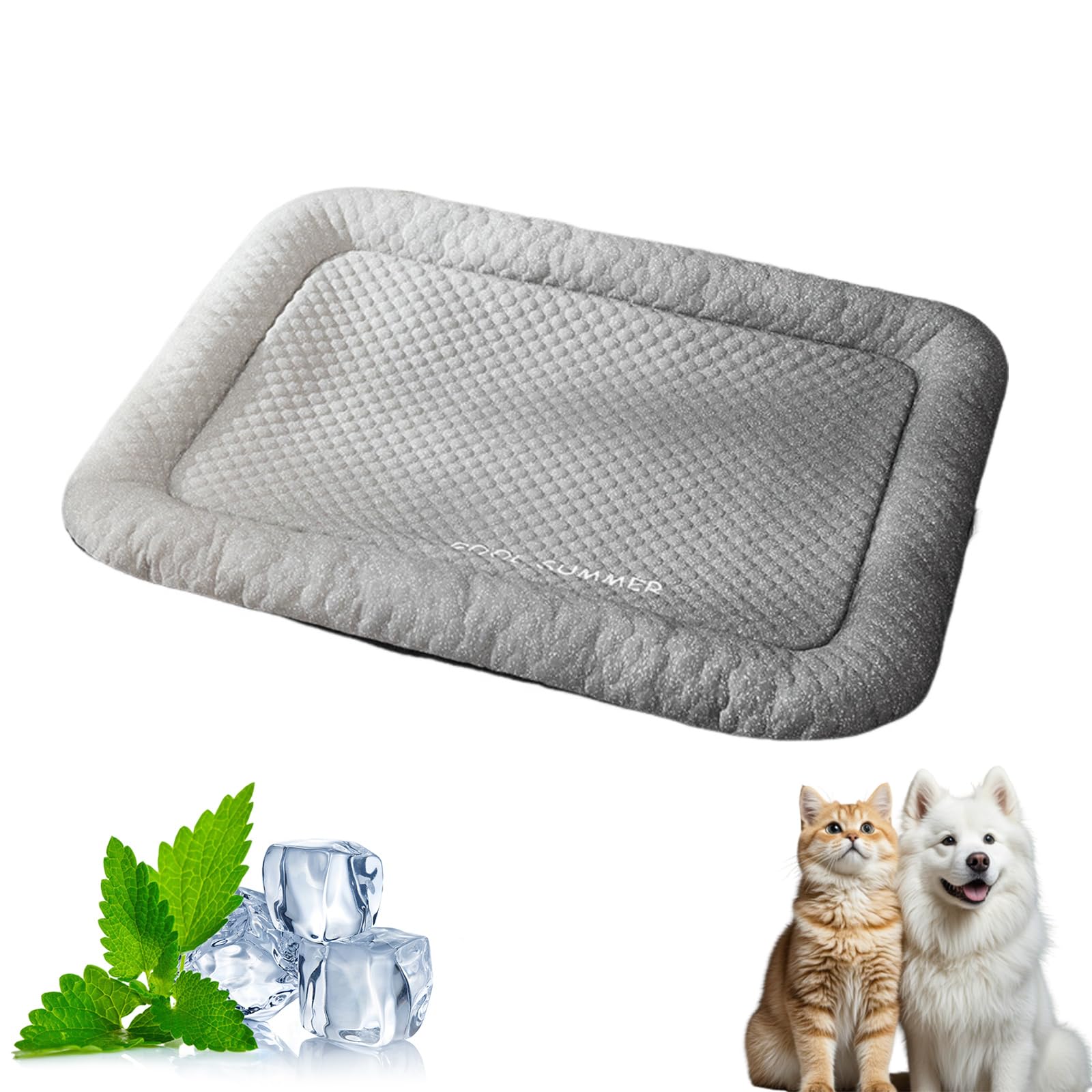 Pet Cooling Pad Mat for Dogs and Cats, Summer Cool Ice Beans Dog Bed, Washable Gradient Color Pet Cooling Mat for Indoor Floors Sofas and Car Travel, Multiple (Grey,30 * 40cm)