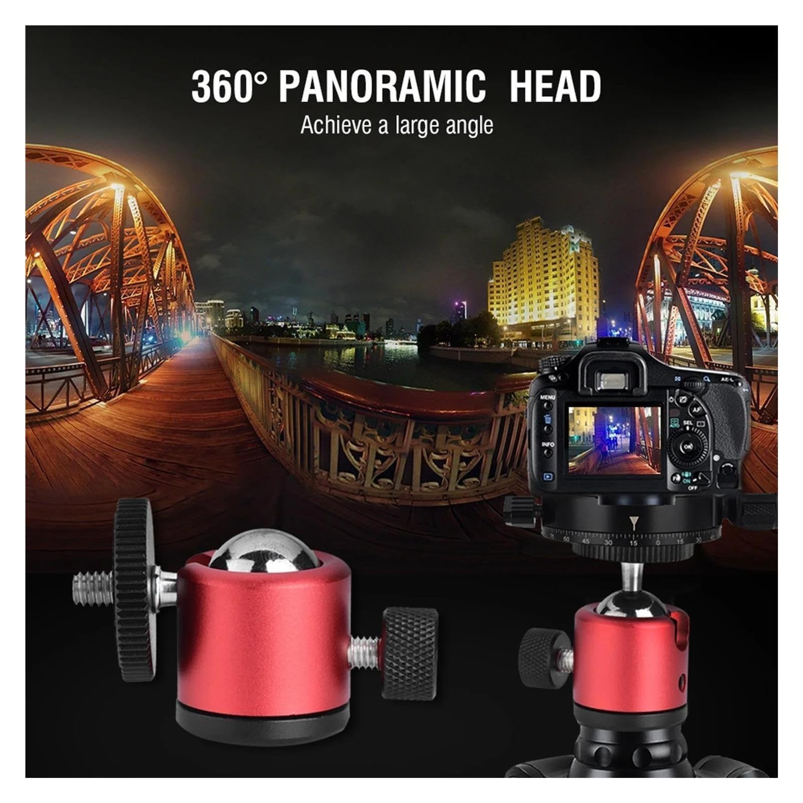 Testa a sfera girevole a 360° con attacco a vite da 1/4".