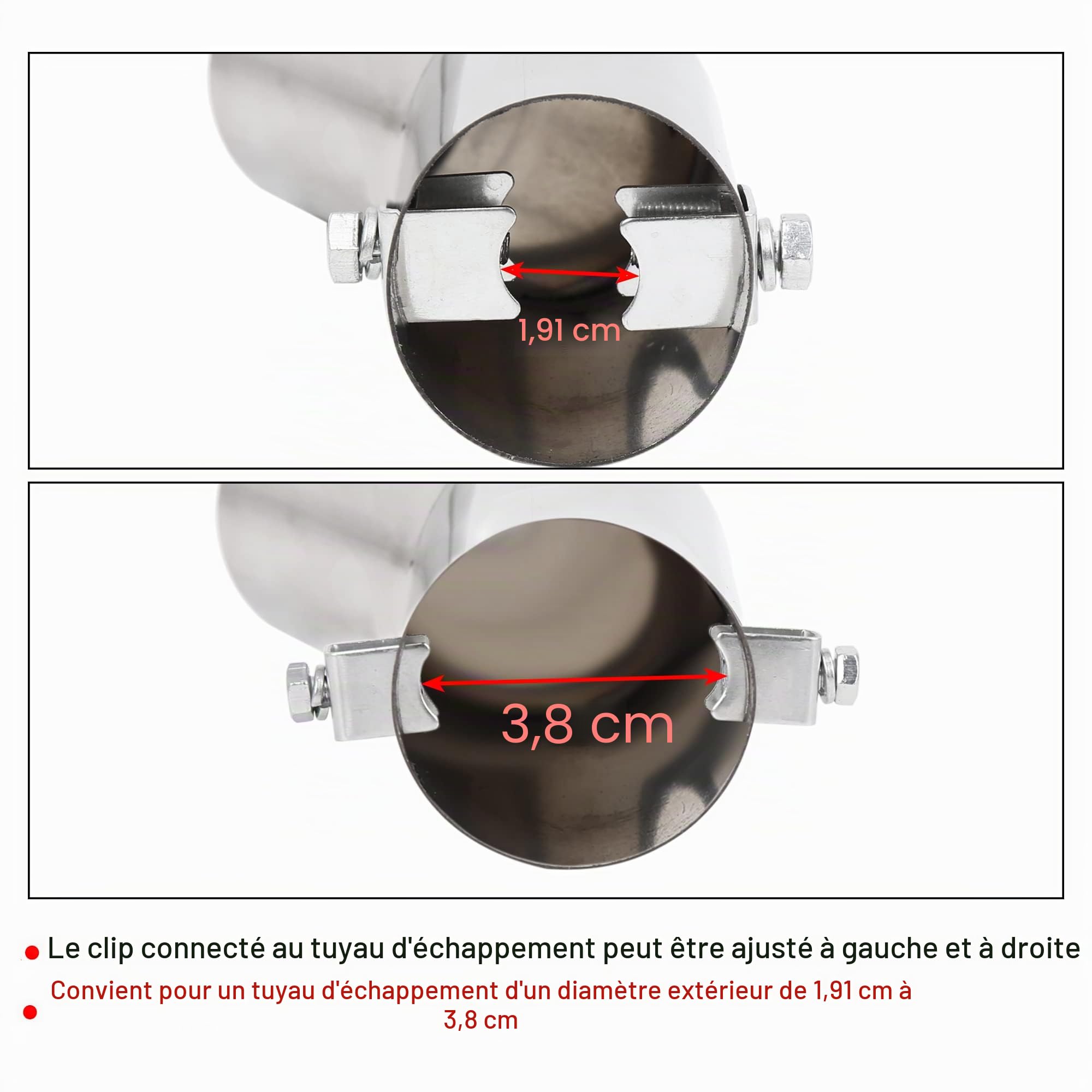 sourcingmap Tuyau d'Échappement Courbé avec Embout de Silencieux 0.75 à 1.5 Pouces