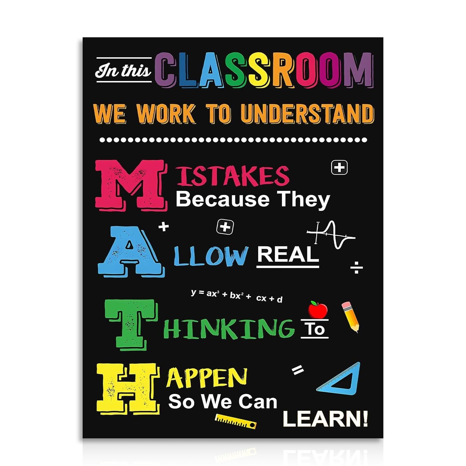 NWPNLXEA Math Quote Poster Educational Wall-Art for Classroom Decor Teacher Gift and Student Encouragement(Framed,16x24inch(40x60cm))