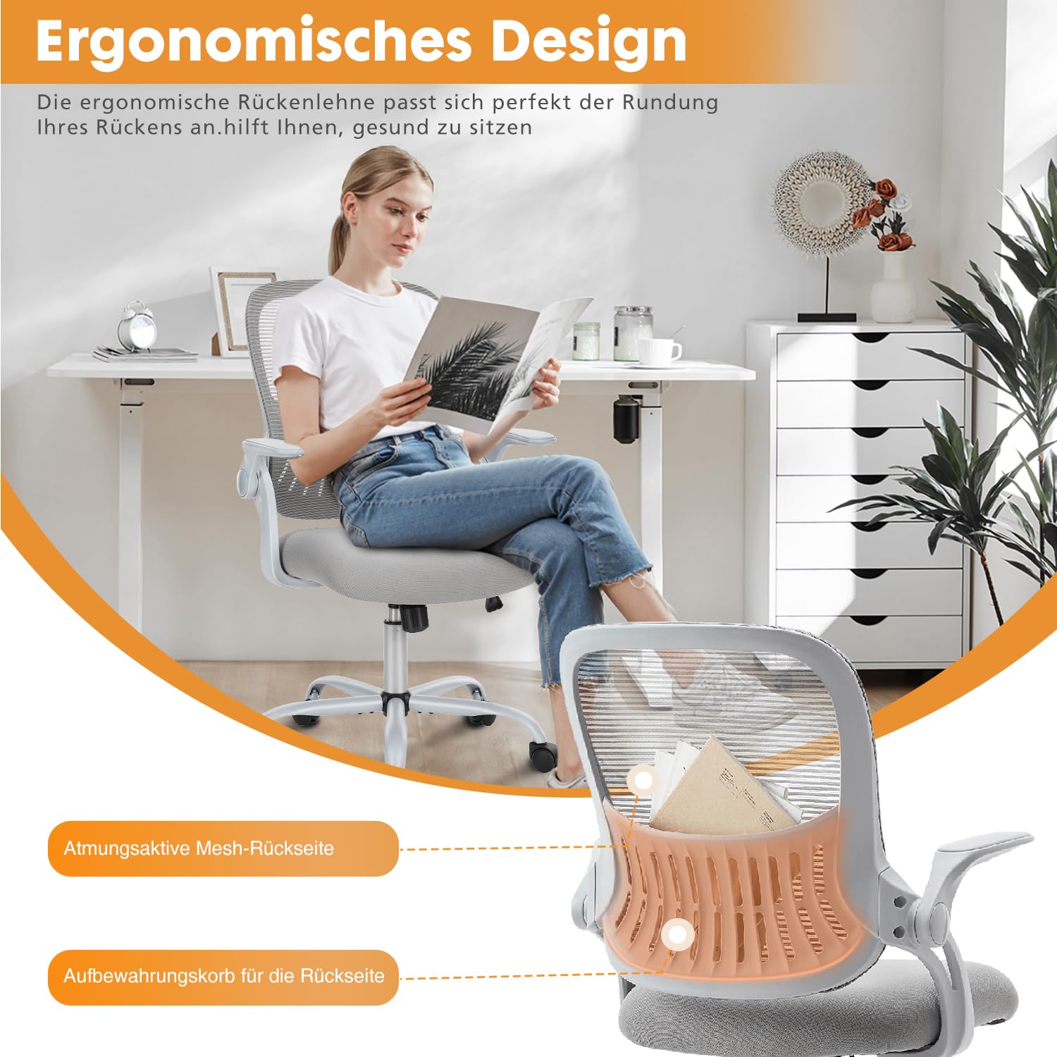 Dumos Sedia Ufficio Ergonomica con Braccioli