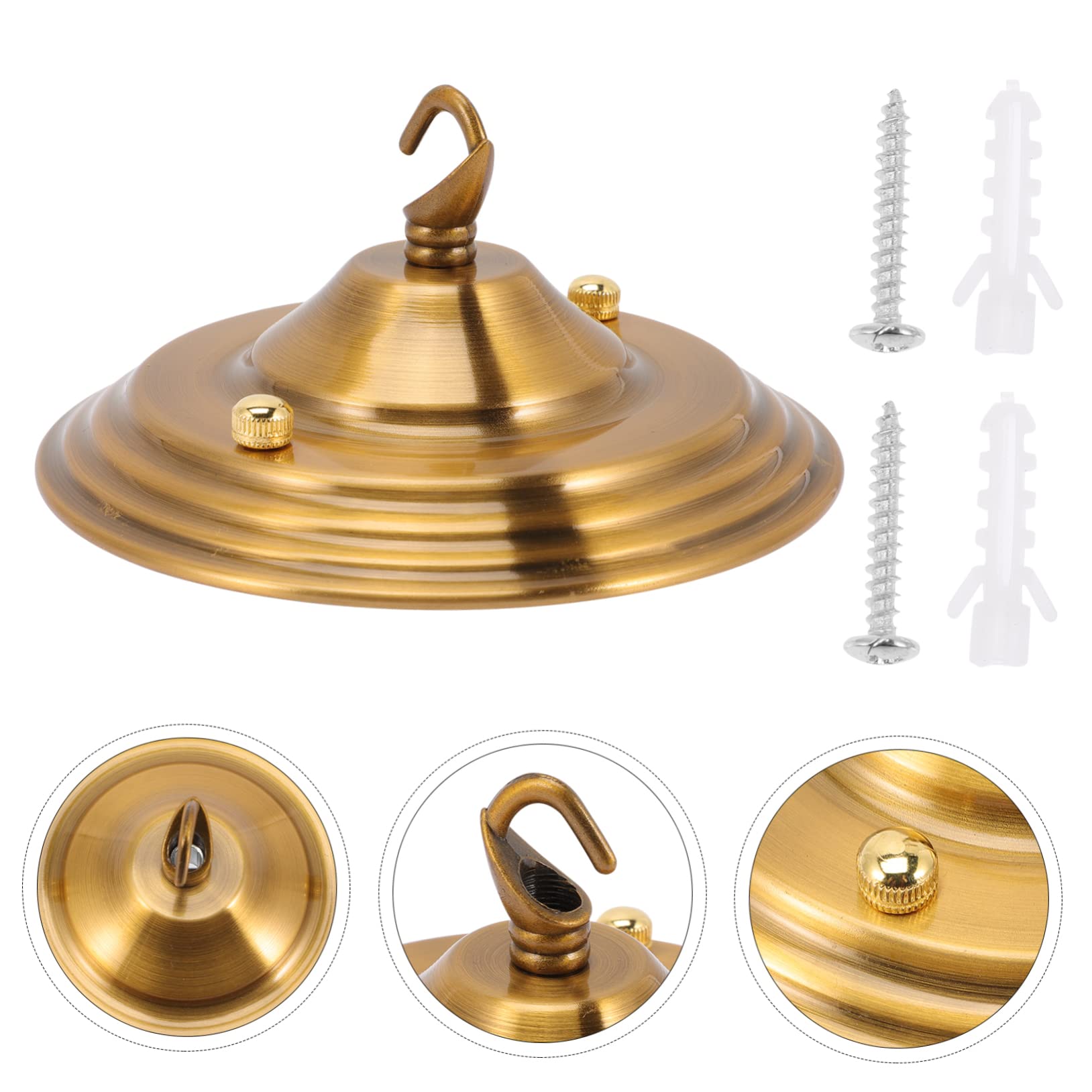 VICASKY Support de Fixation pour Lustre en Fer 140 Mm Ouverture Plaque de Recouvrement de Plafond Finition Bronze Doré Accessoire Suspendre pour Luminaire Intérieur Restaurants Salons