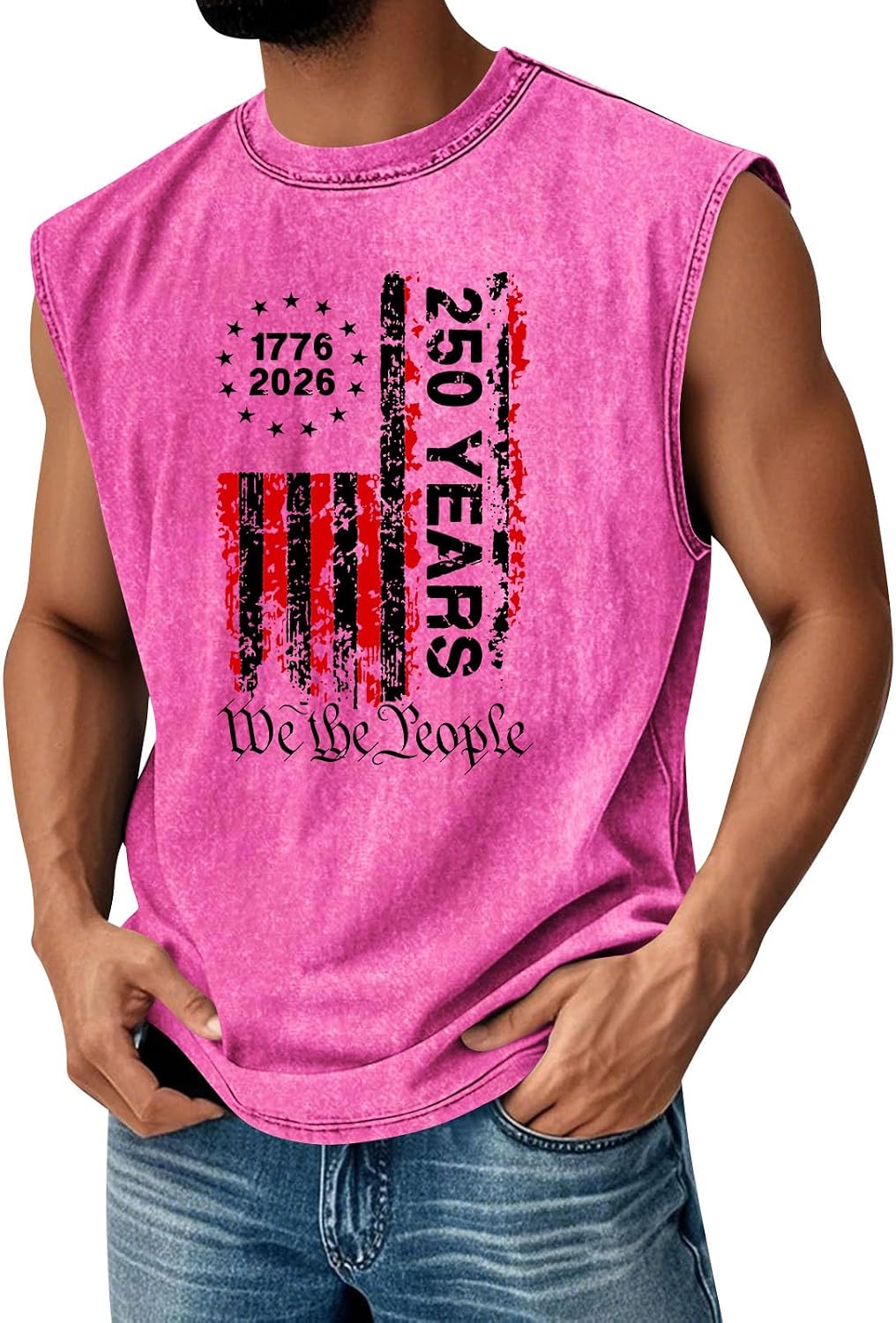 WENKOMG1 Men's American Tank Tops We The People 250th Anniversary Casual Workout Gym Muscle Bodybuilding Shirts, S-2XL