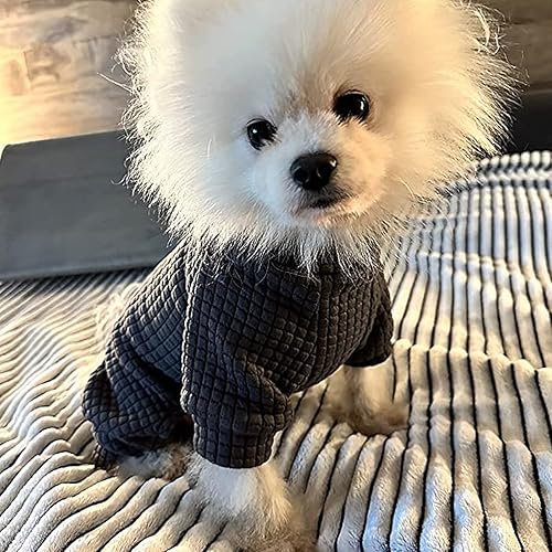 Miniatura 5 de Suéter de punto gofre de cuello alto para perro, pijamas térmicas para cachorros, ropa de invierno para perros, ropa de punto para mascotas (grande,