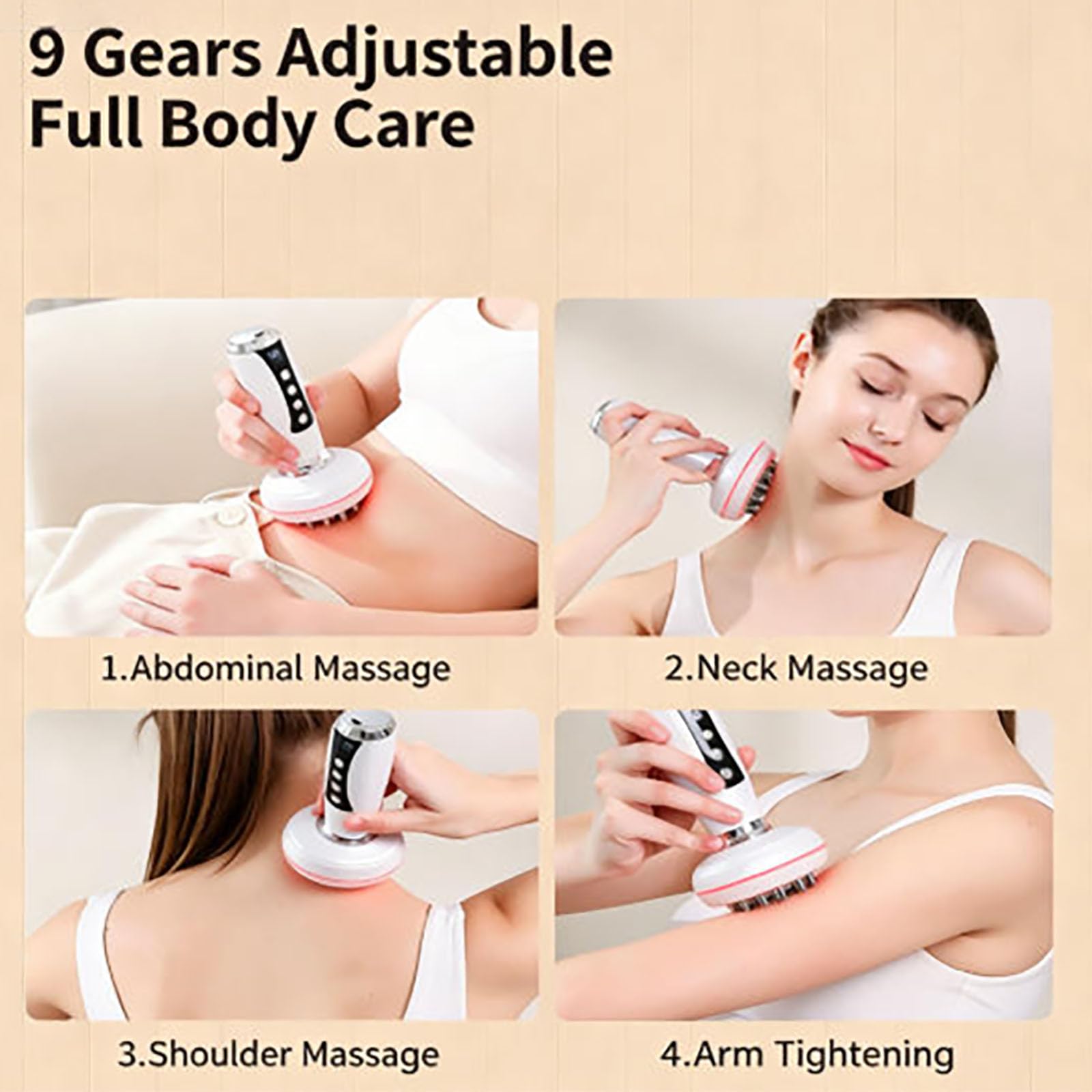 Massaggiatore per drenaggio linfatico 4 in 1, Strumento per massaggio anticellulite, Aiuta a ridurre smagliature e cellulite, per gambe, Braccia, Pancia, Include cuscinetti Moxa