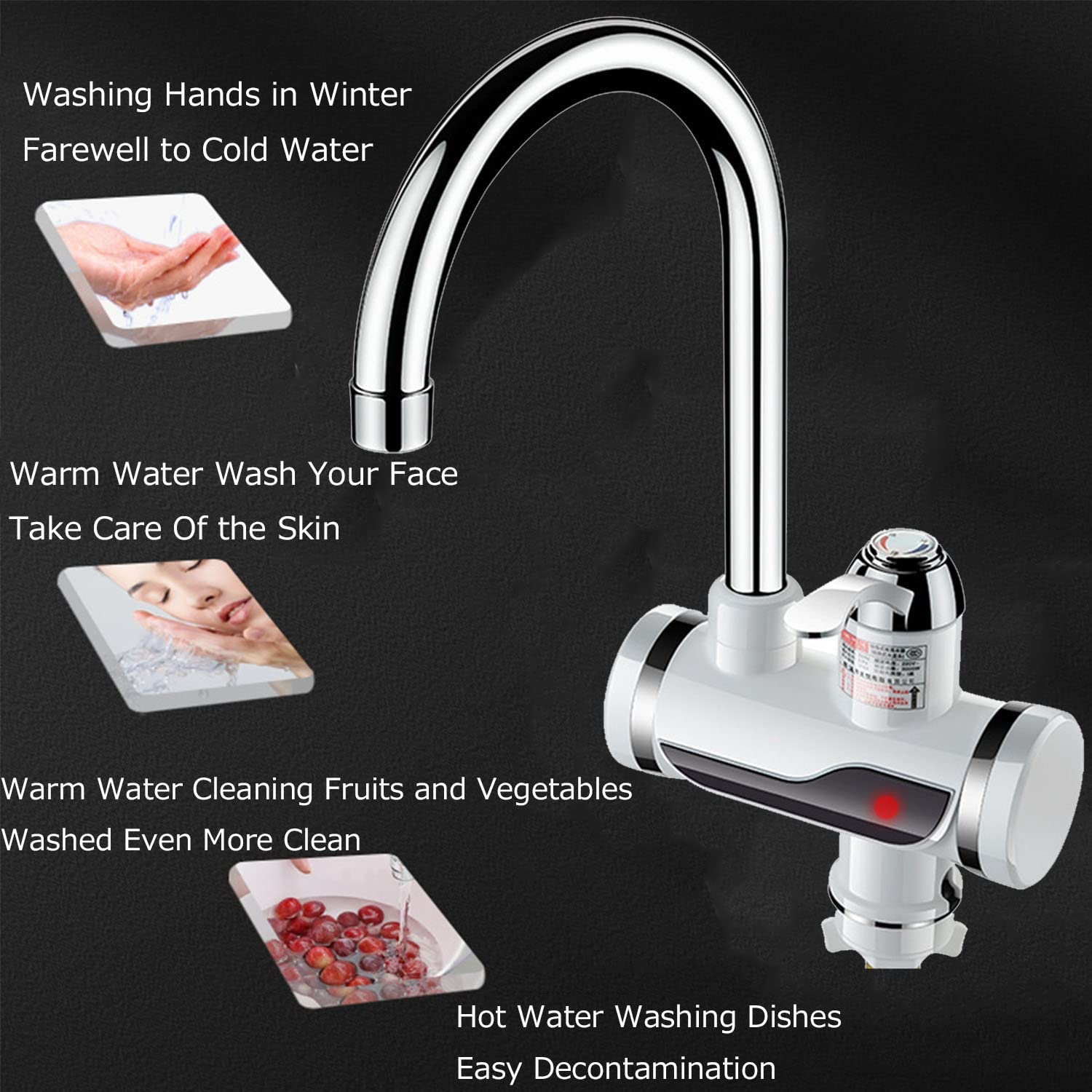 Amazon.com: 110V Instant Tankless Water Faucet, 3sec Electric Faucet Water  Heater, 360 Degree Rotate Cold and Heater Tap, with LED Digital Display  (Color : Under Type) : Tools u0026 Home Improvement