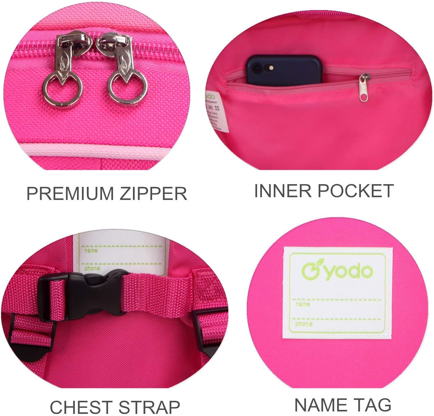 Yodo Little Kids School Bag Pre-K Toddler Backpack - Name Tag and Chest Strap