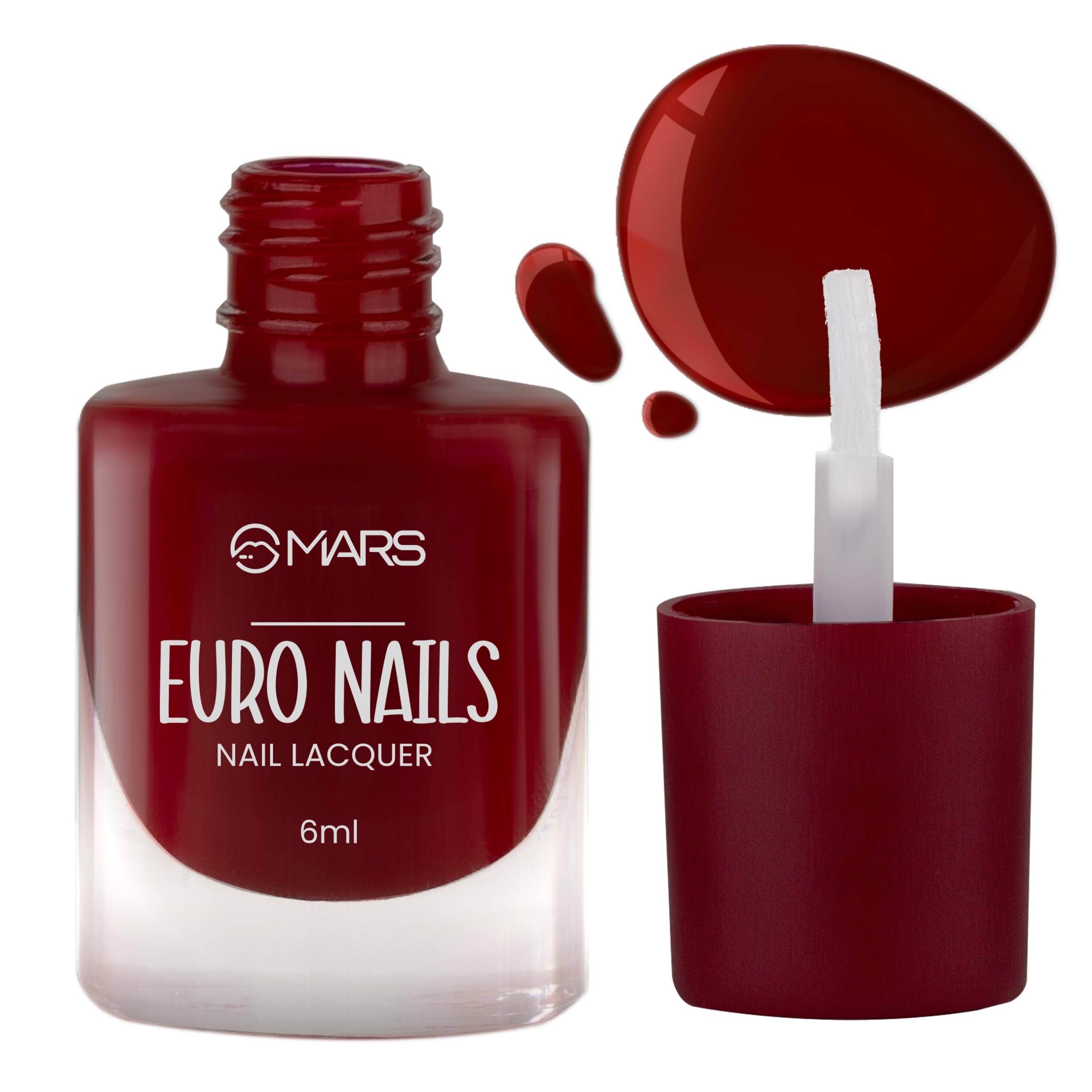 MARS EURO Nail Lacquer | Glossy Gel Finish | Rich Pigmentation | Chip Free | Quick Drying Formula | Long Lasting Nail Polish for Women | (6.0 ml) (Shade-28)