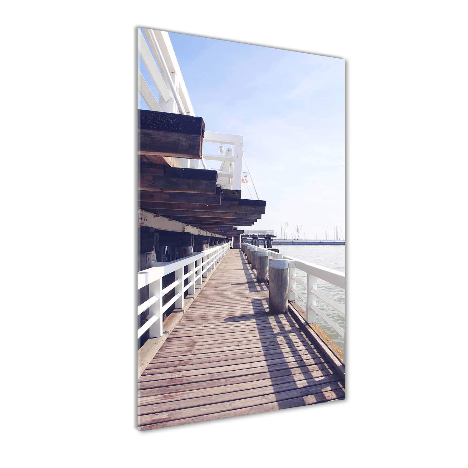 Impression sur verre 60x120 cm de la jetée à Sopot beige pour la déco panoramique
