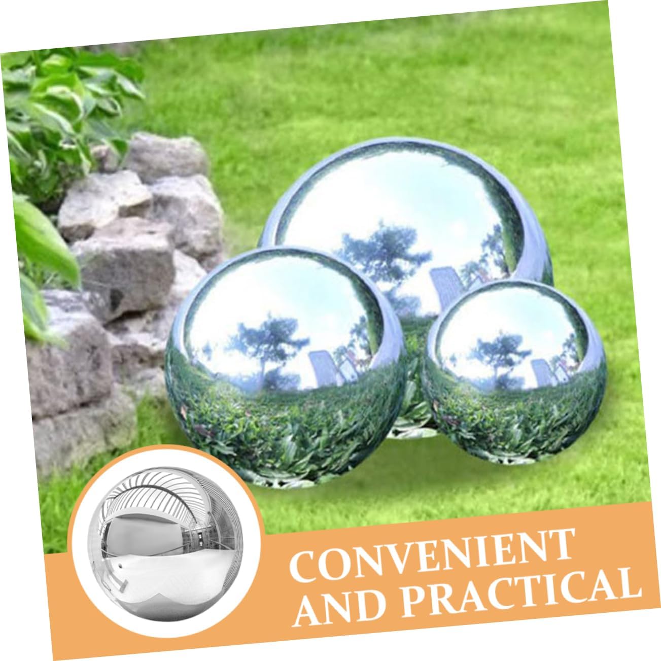 Garden Ball Decor Shiny Gazing Ball Polishing Reflective Ball Shiny Reflective Ball Gazing Balls Garden Reflection Ball Polished Ball Stainless Steel Delicate Mirror 15c