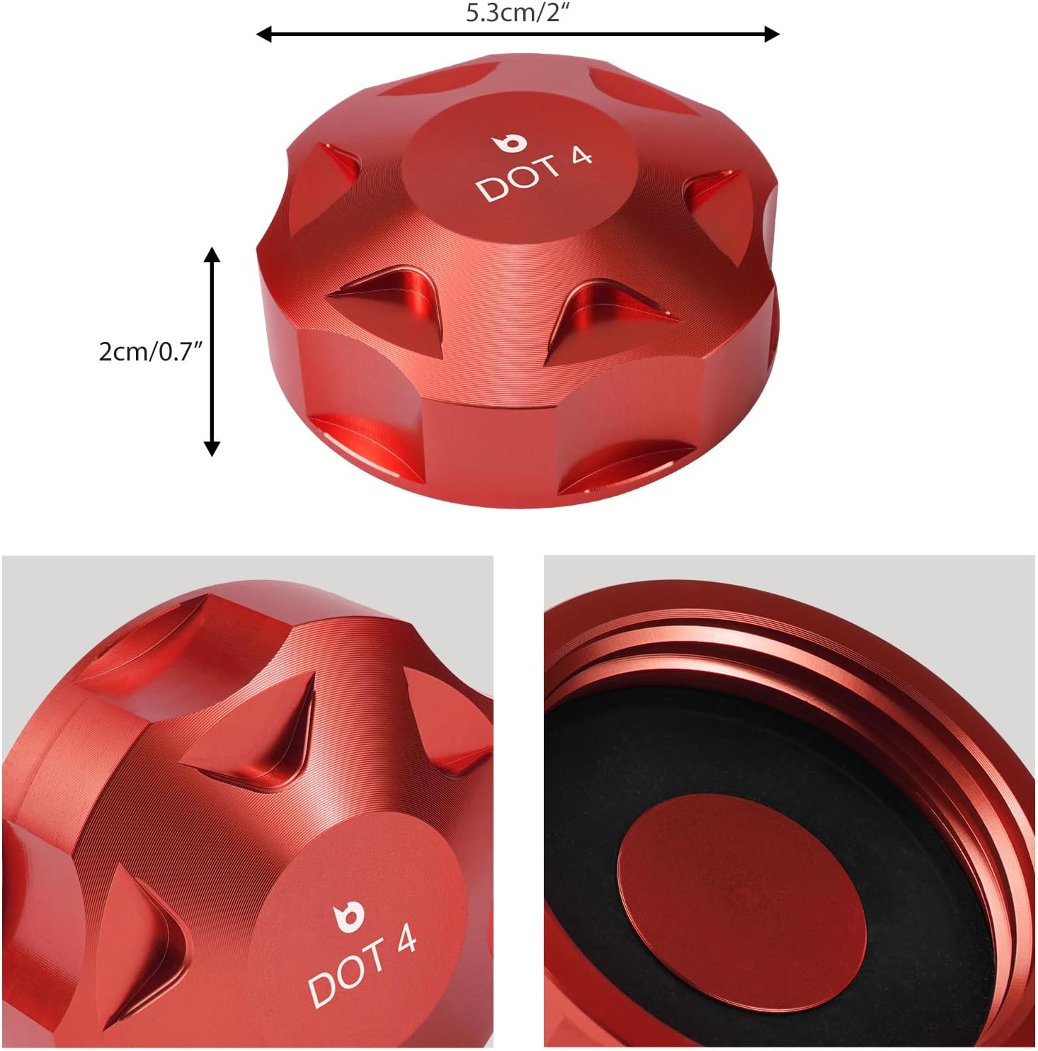 Bevinsee Brake Fluid Cap Compatible with A4 A3 A5 TT Q3 Q5 RS5 Compatible with VW Golf Jetta Polo Tiguan Aluminum 5Q0611349B Red