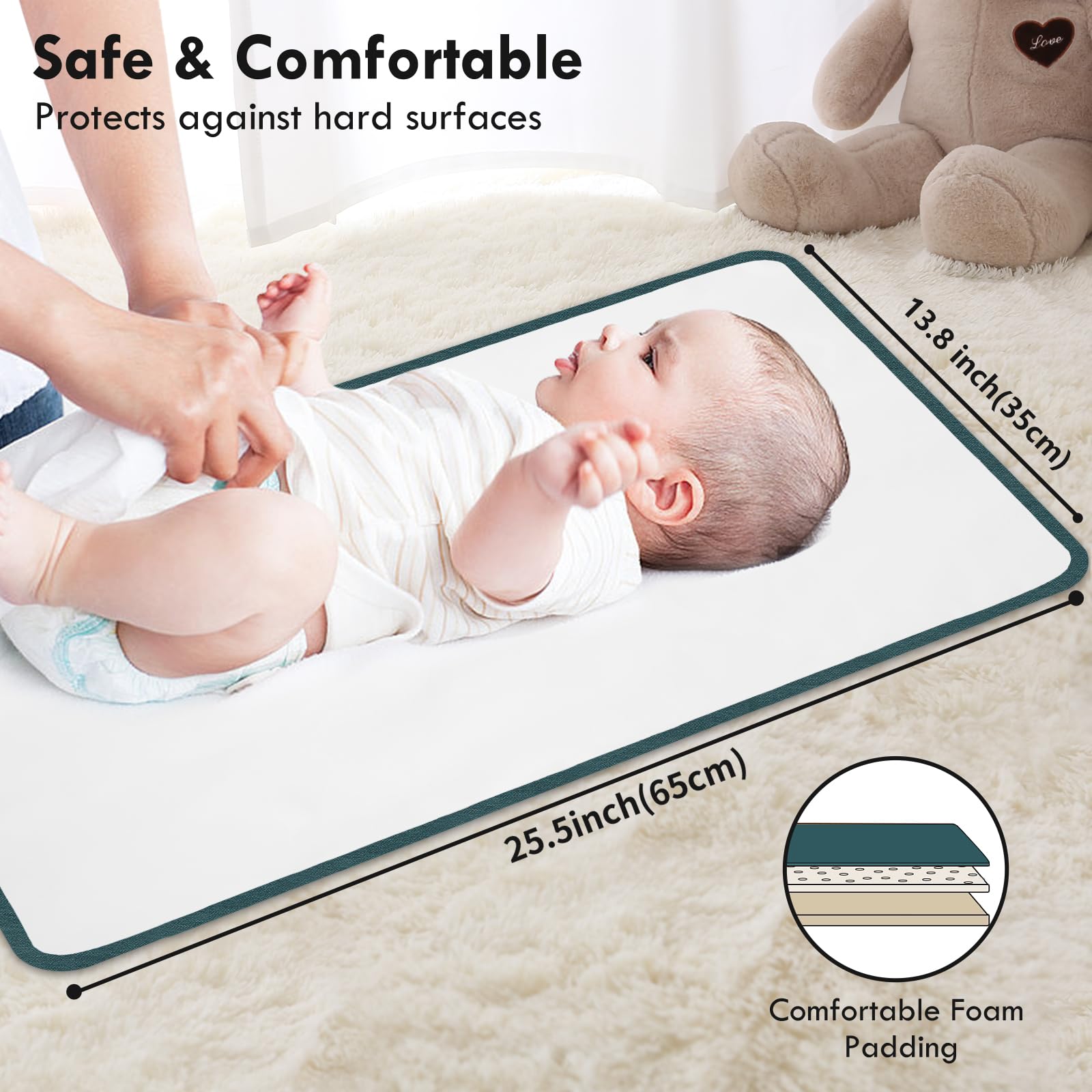 Tragbare Wickelunterlage für Babys, wasserdicht, kompakt, mit Handschlaufe, abwischbare Reise-Wickelunterlage für Wickeltasche, Geschenke für Babyparty von PhOEBUS BABY (Woods)