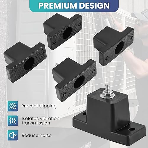 Miniatura 4 de Paquete de 4 soportes de montaje de aislamiento de vibración de goma para aire acondicionado condensador soporte de montaje para mini split al aire